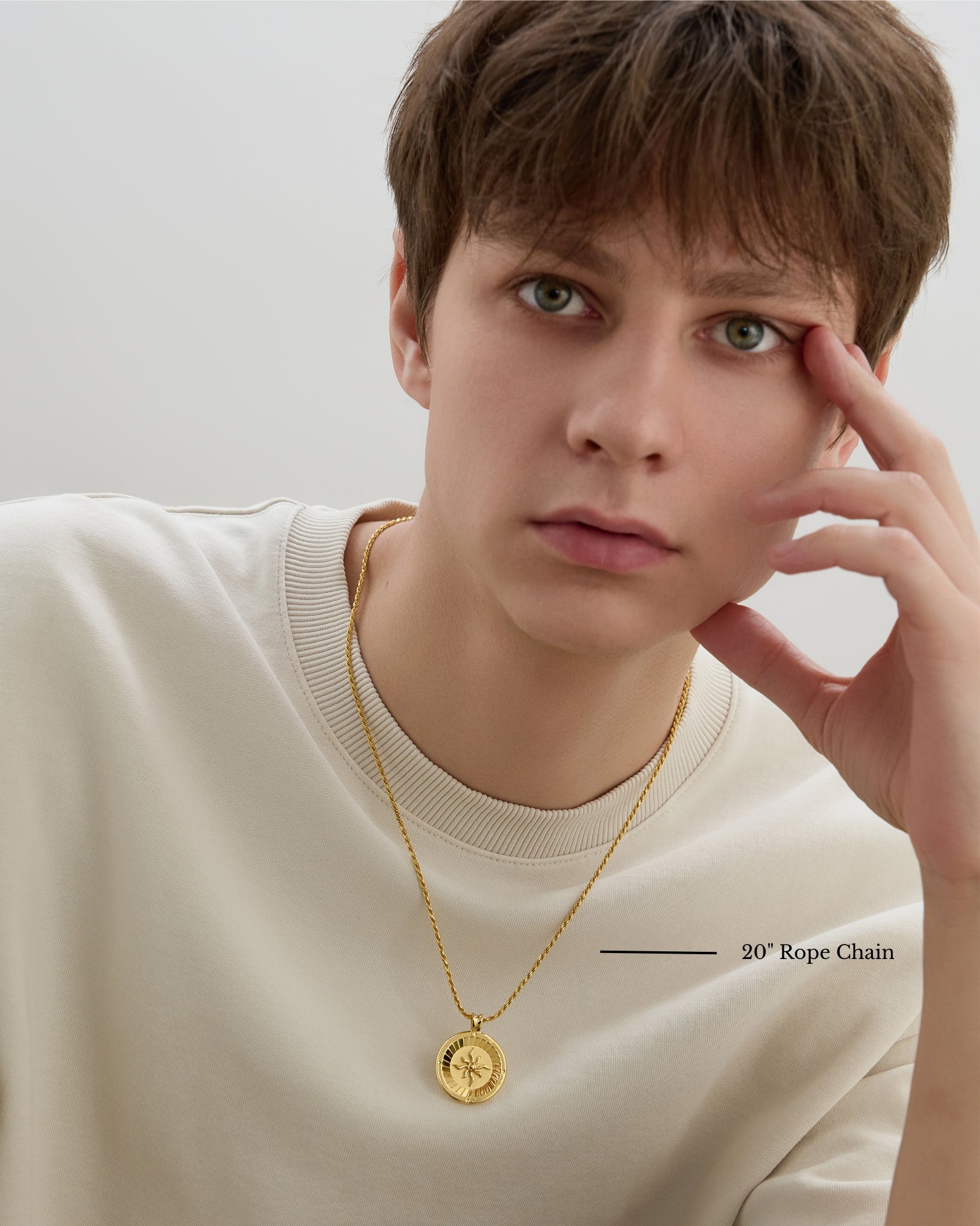 Men's 18k Gold Vermeil Pendant with 20 inches Rope Chain