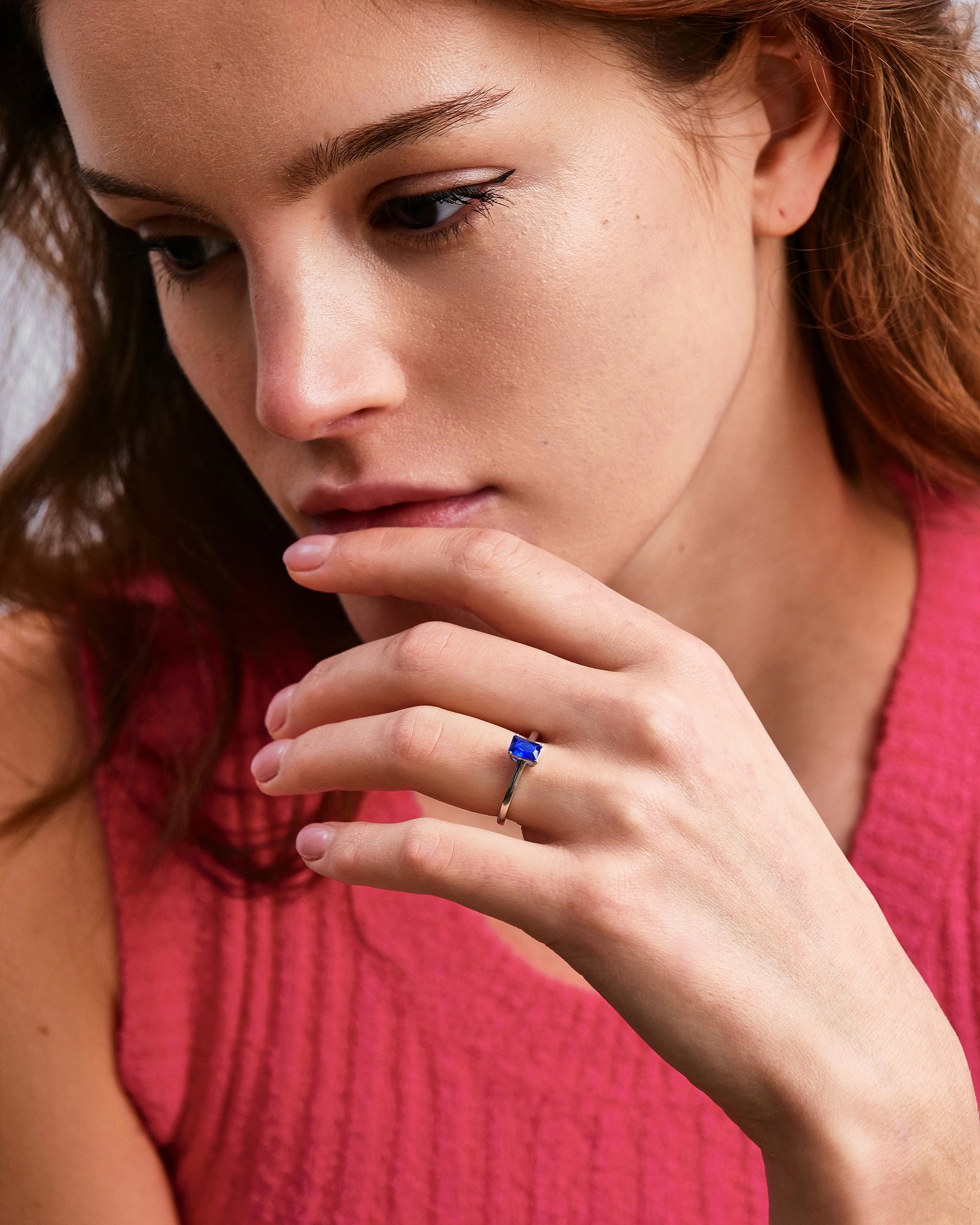 Mini Emerald Cut Stacking Ring for Women