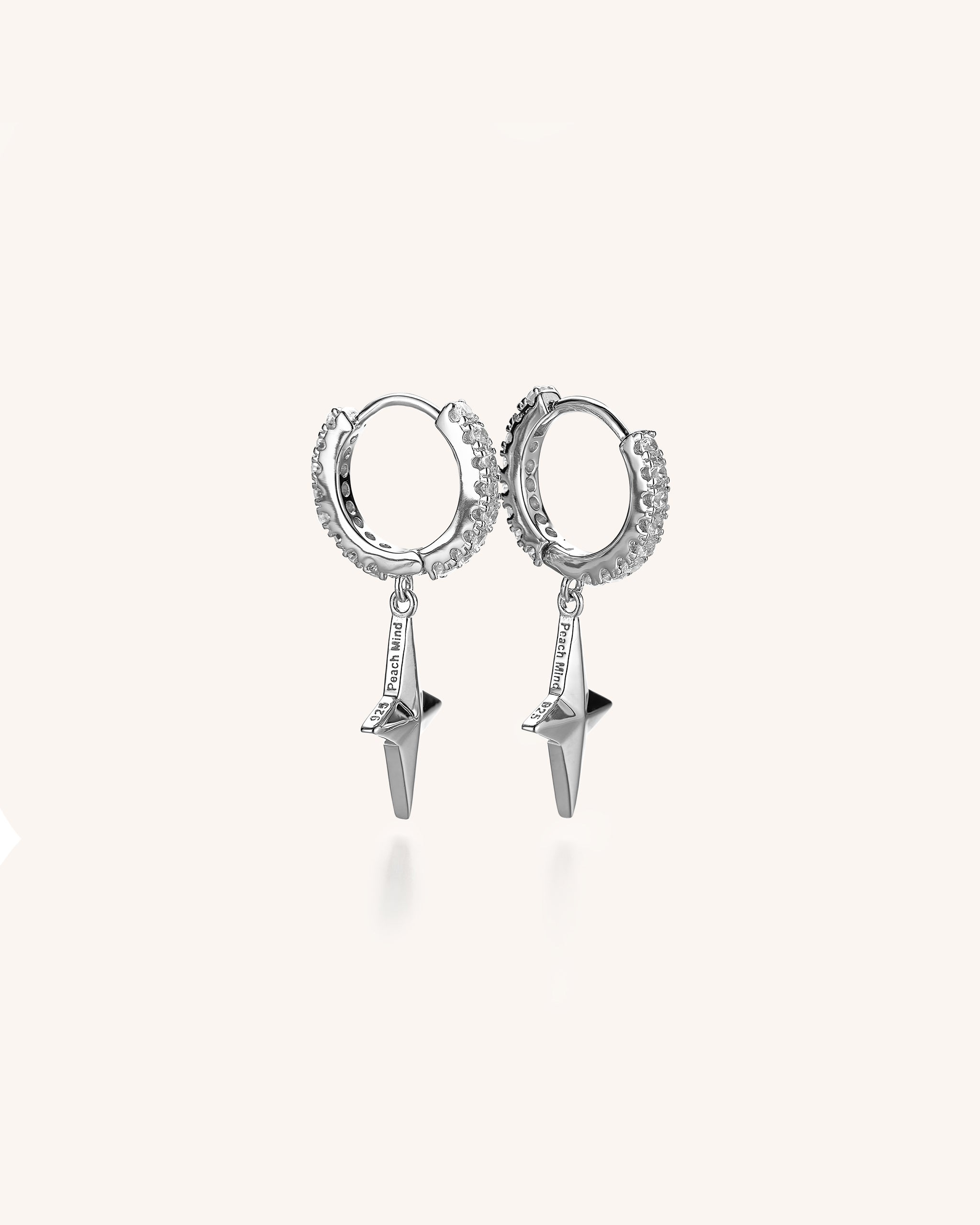 Sterling Silver Star Drop Hoops for Women