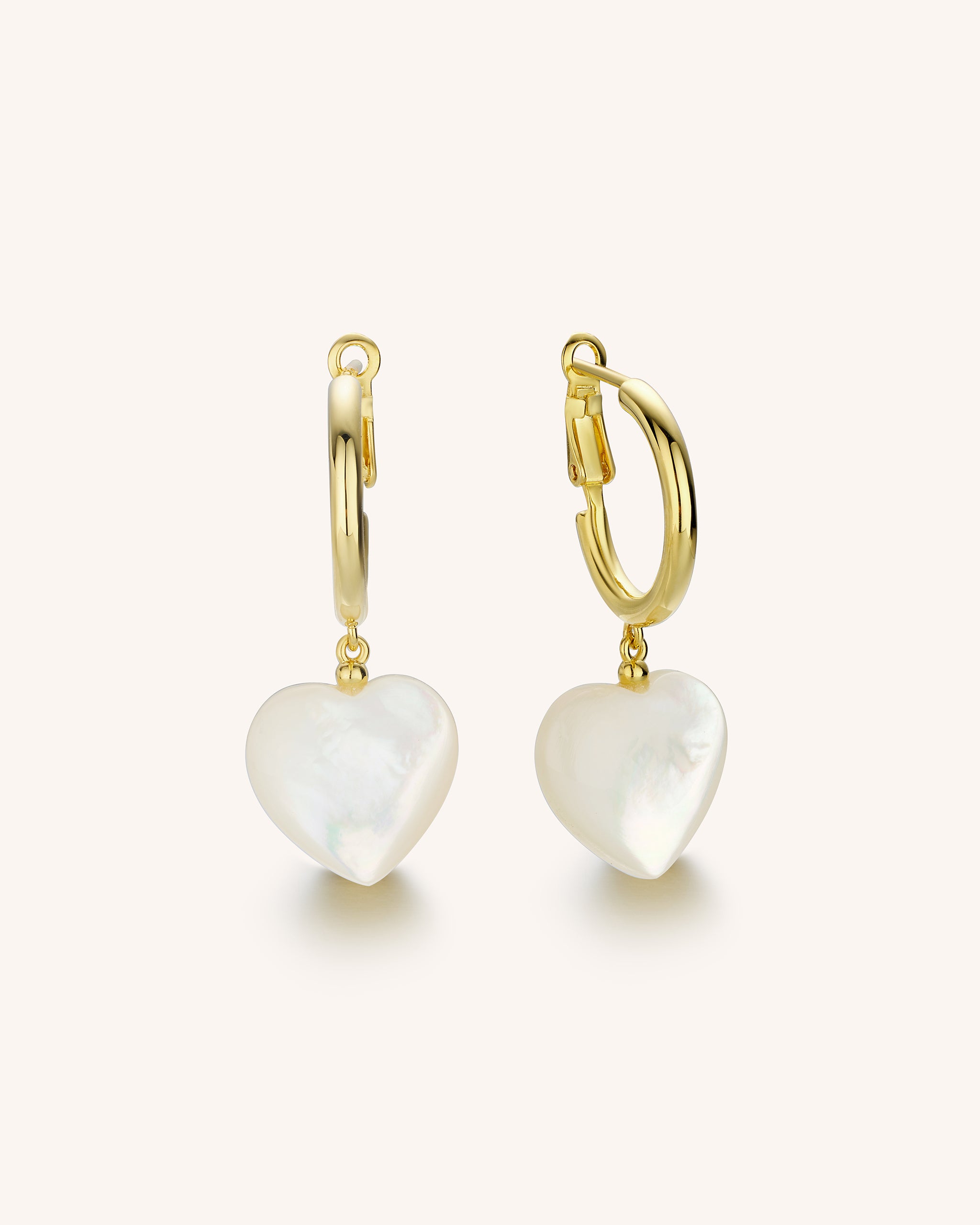 Milky White Heart Hoops