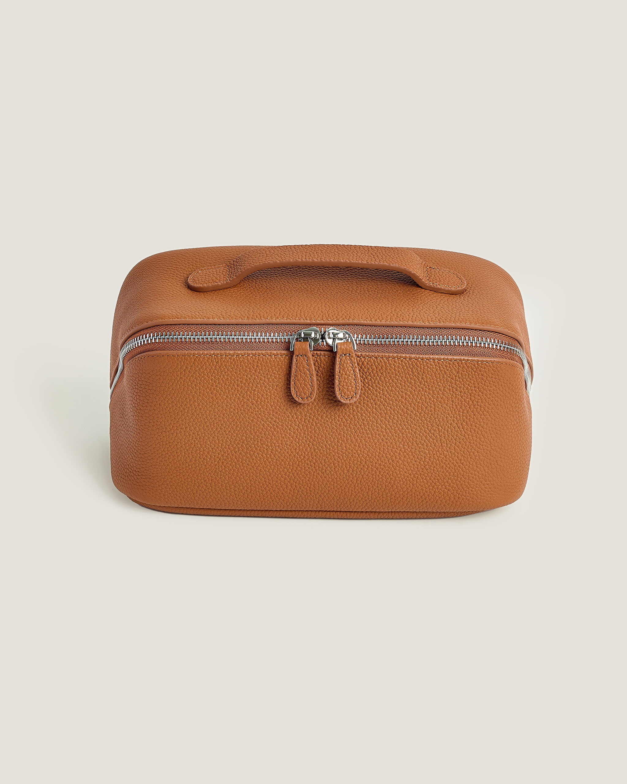 Premium Brown Leather Makeup Bag  for Women