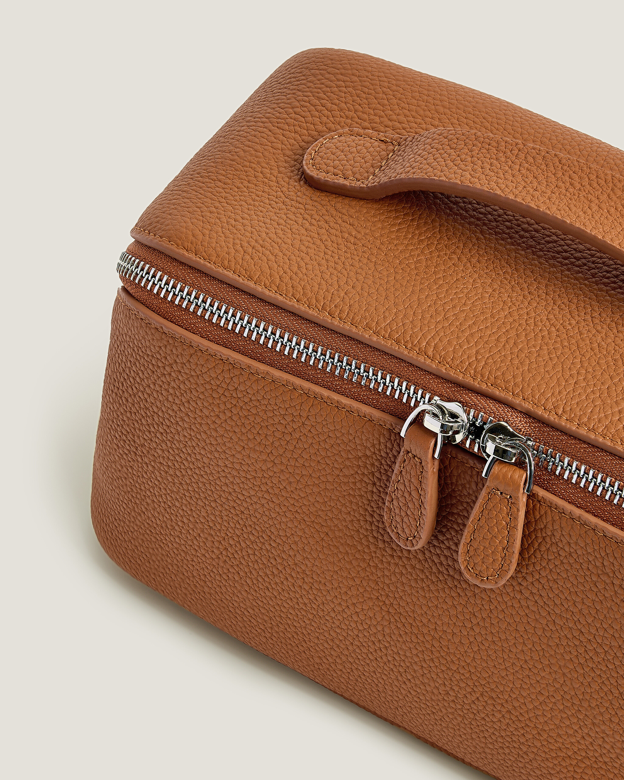 Premium Brown Leather Makeup Bag for Women