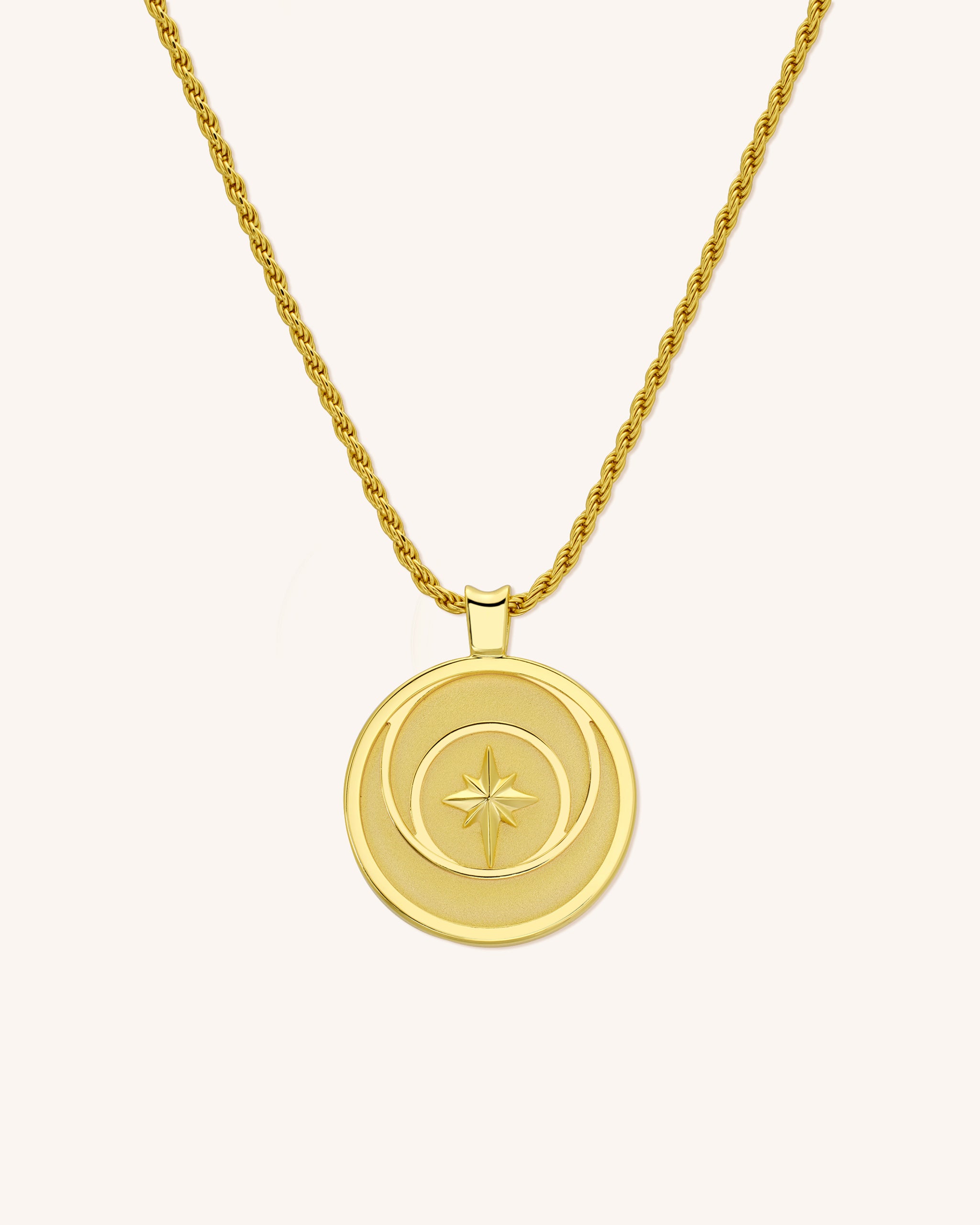 18K Gold North Star Pendant for Men
