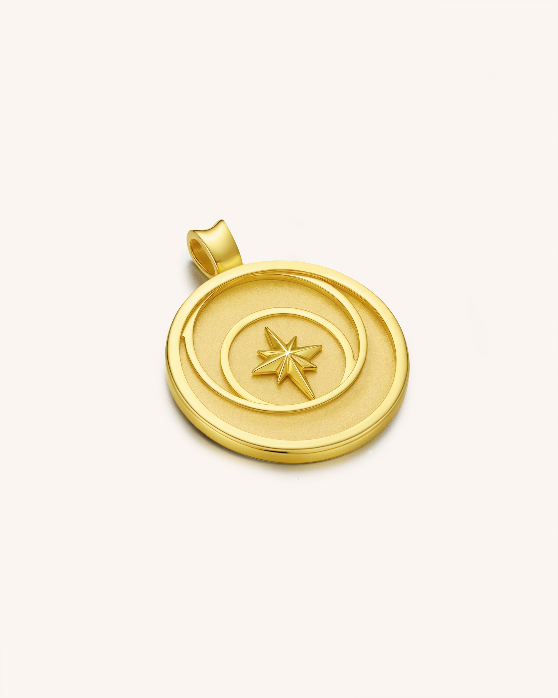 18K Gold North Star Pendant for Men