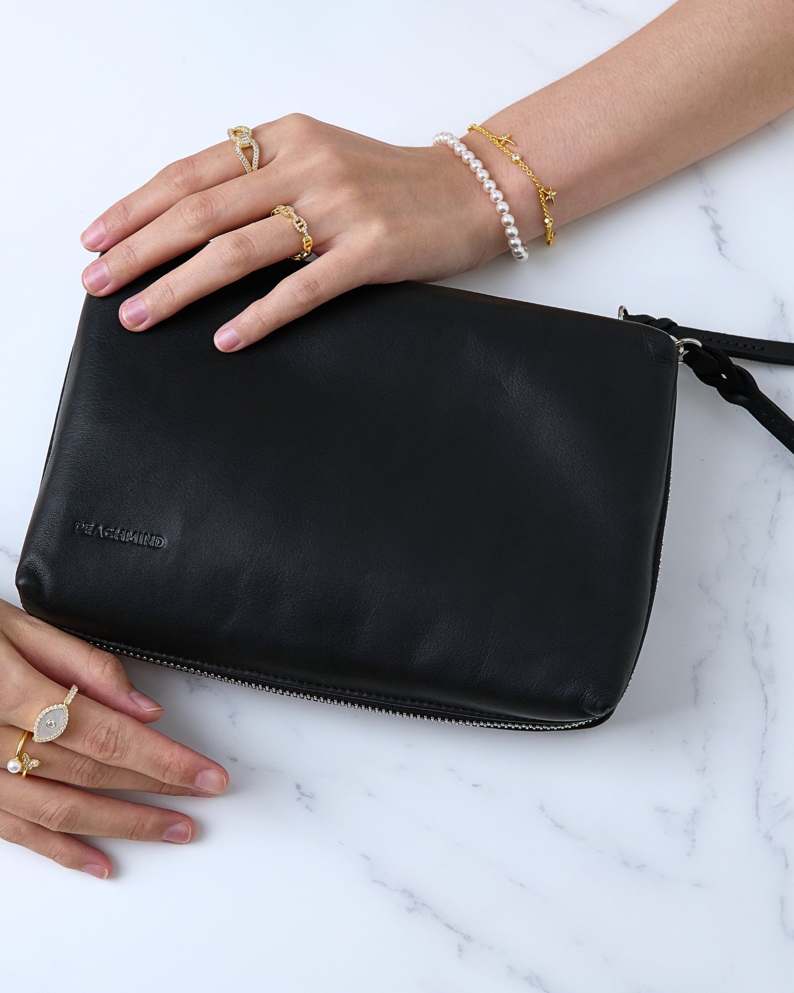 Premium Leather Jewelry Travel Case in Black