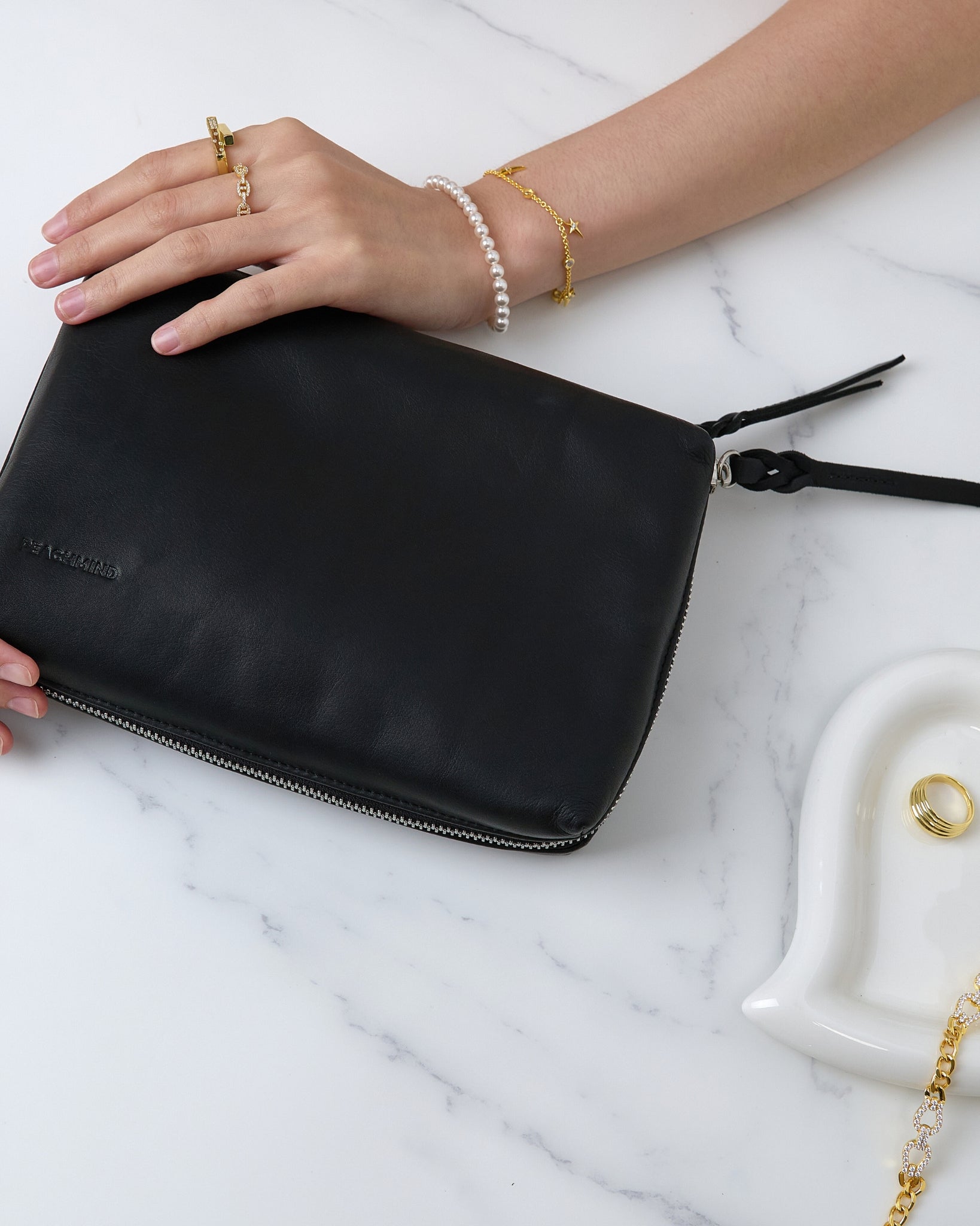 Premium Leather Jewelry Travel Case in Black