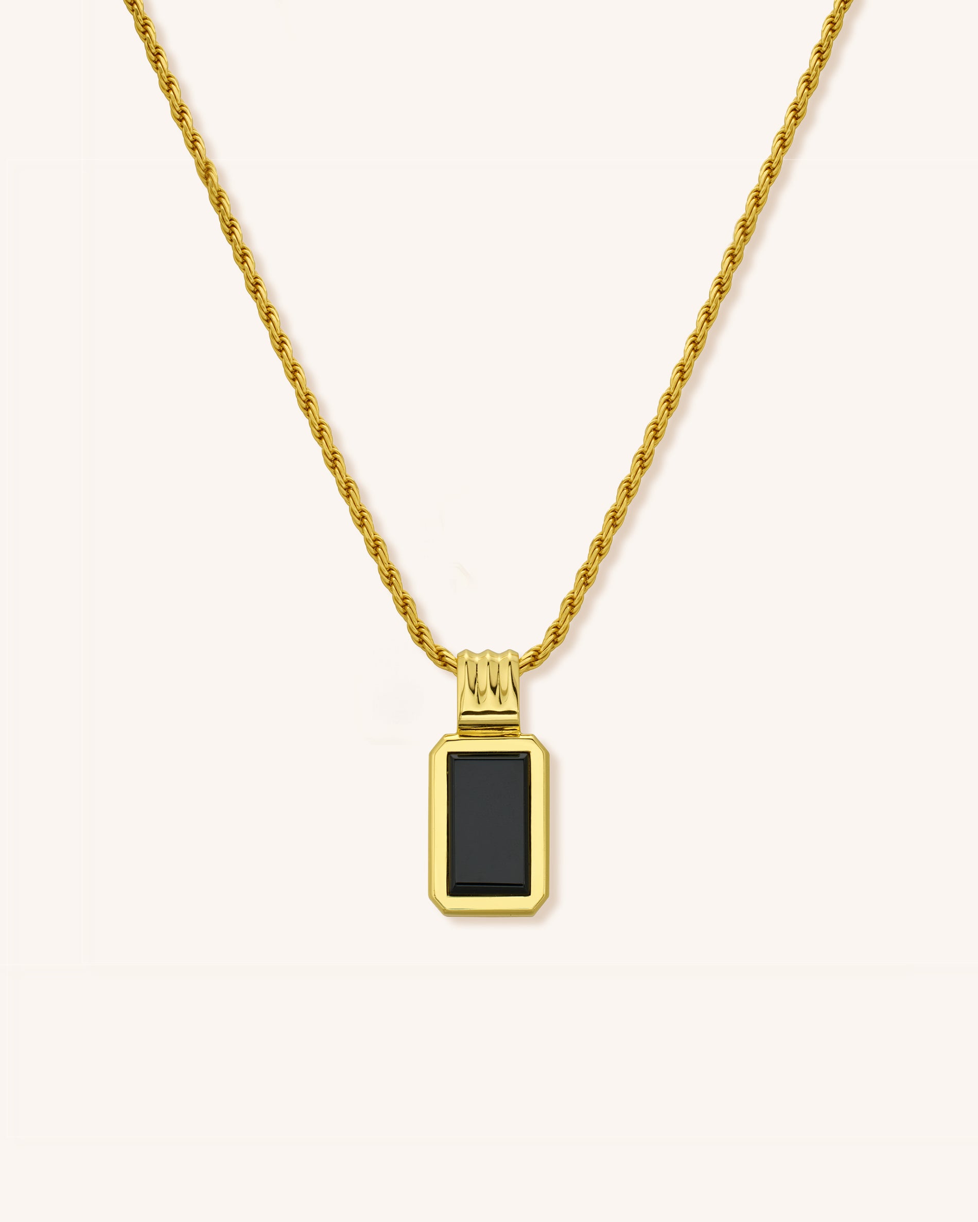 Black Onyx Gold Pendant Necklace for Men's
