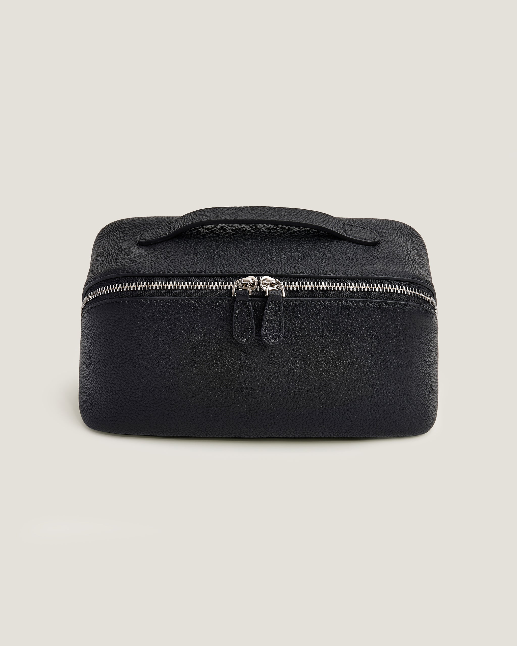 VANITY BAG／black Premium Leather LayFlat Vanity Bag Onyx Jet | Peachmind