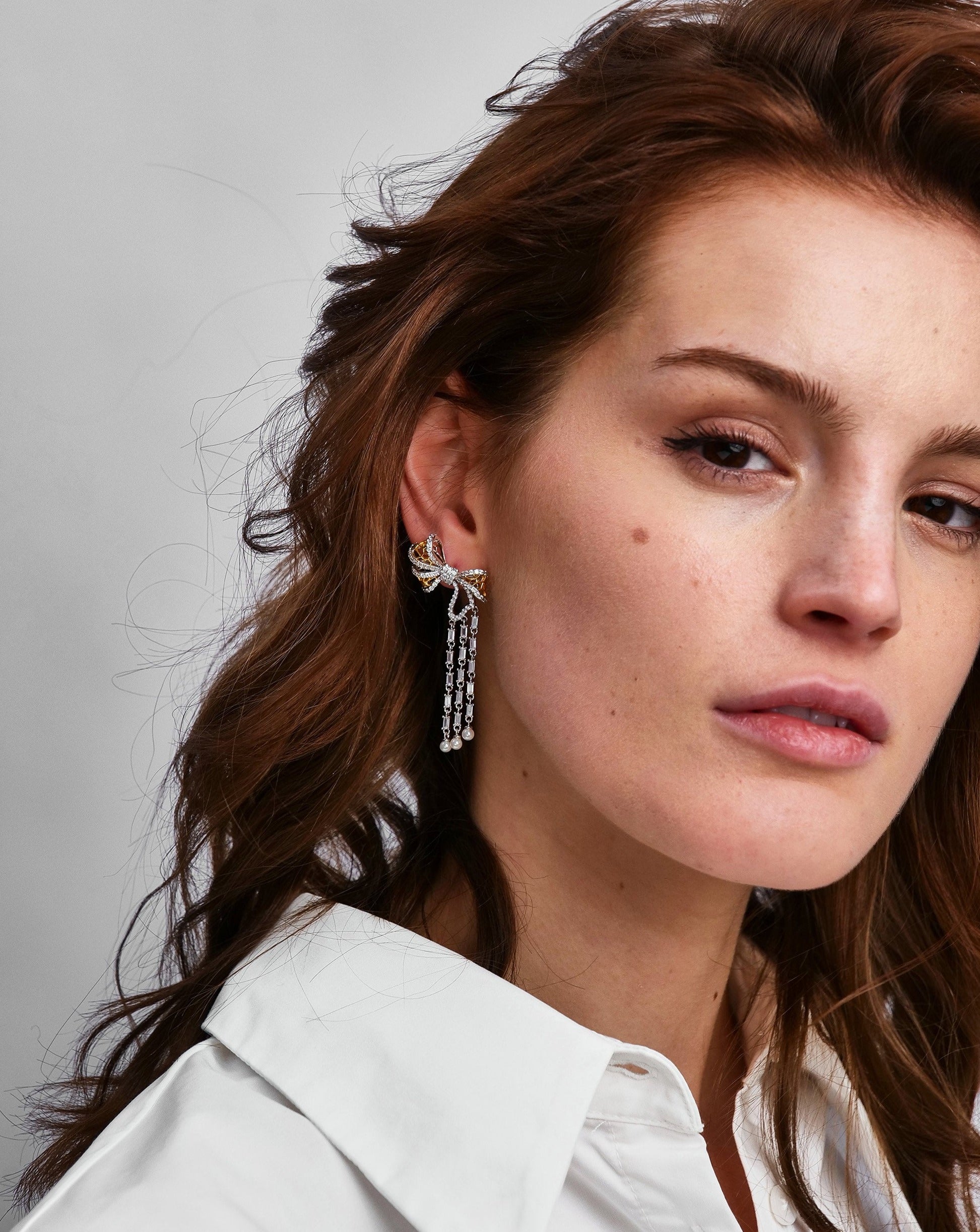 Lace Bow Drop Earrings