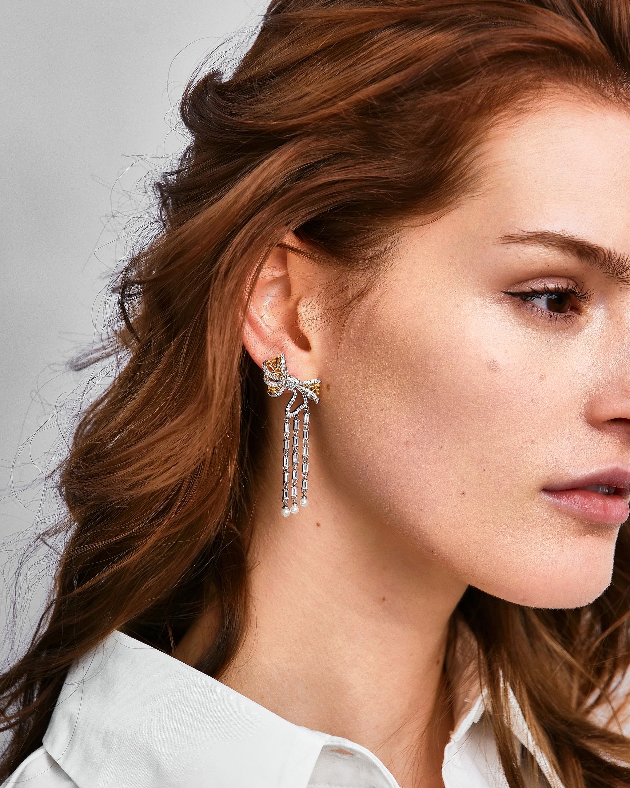 Lace Bow Drop Earrings for Women