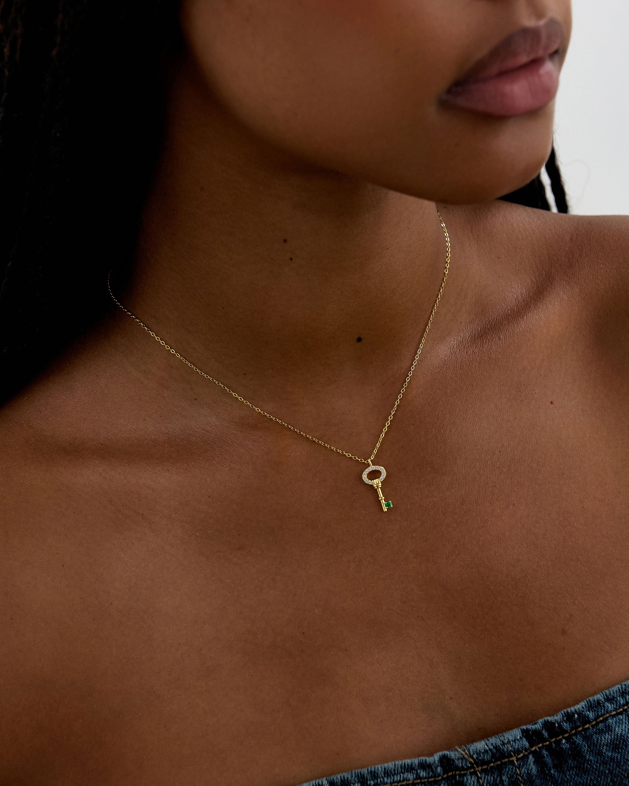 Gemstone Key Necklace for Women