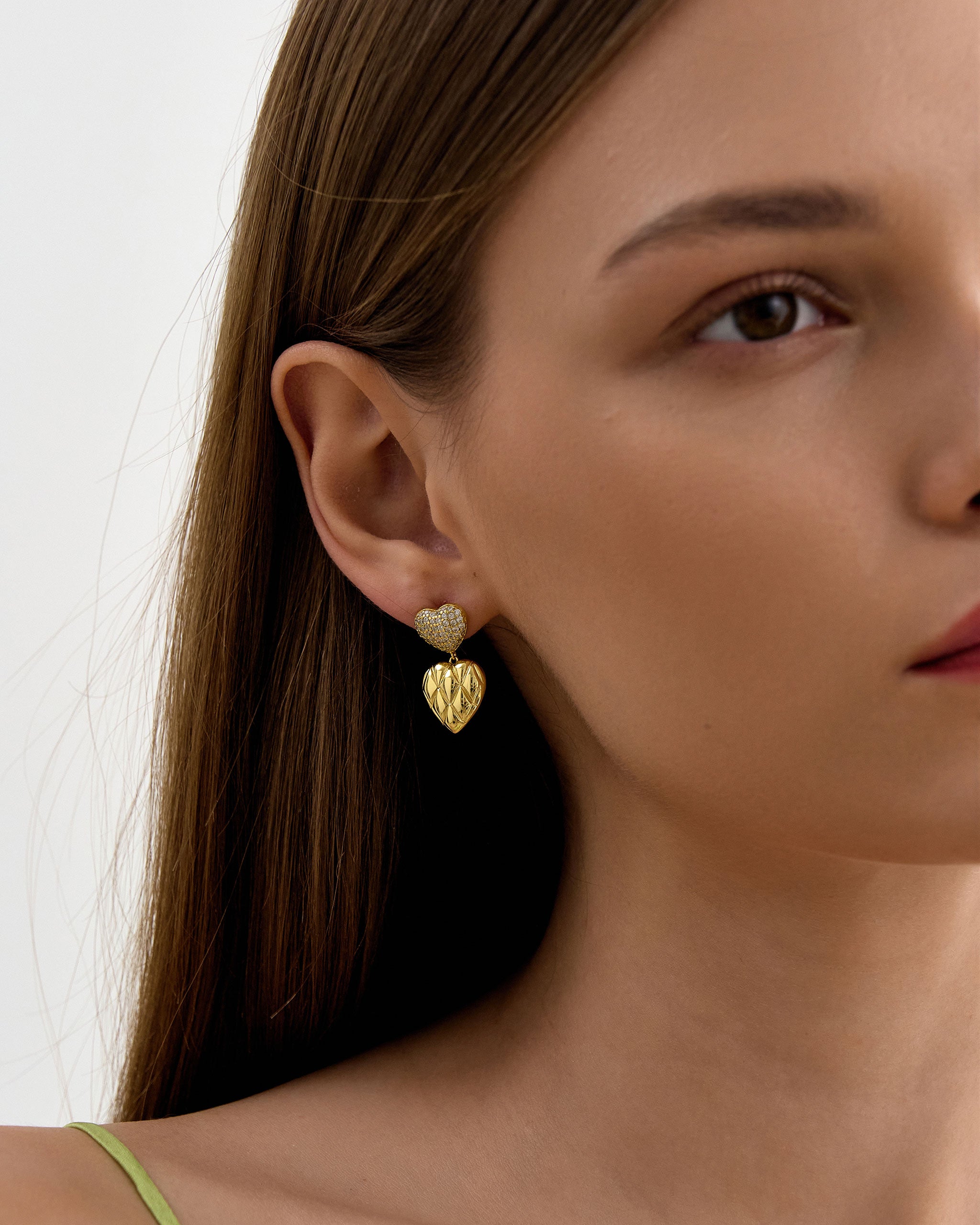 18K Gold Vermeil Dual Heart Earrings for Women