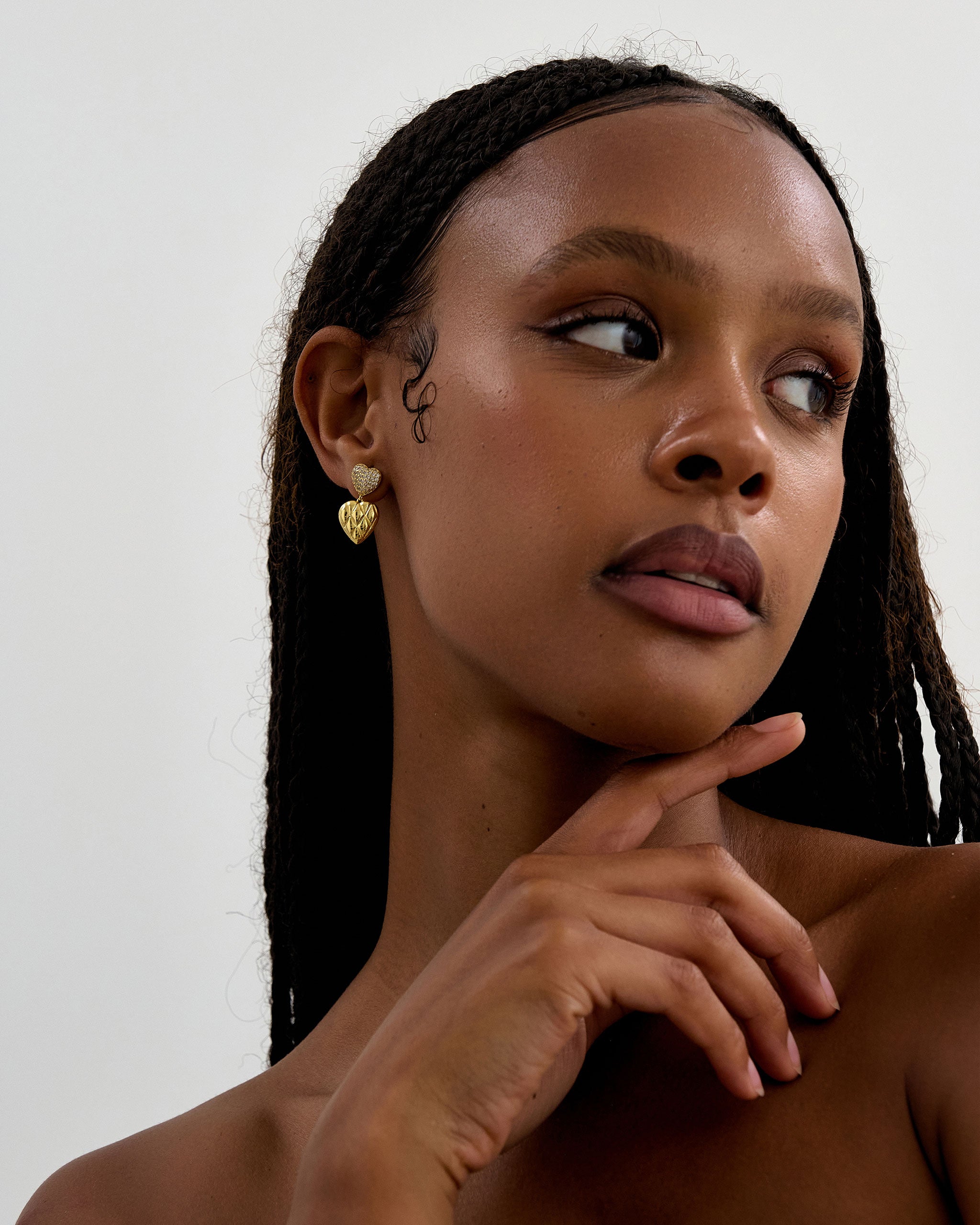 18K Gold Vermeil Dual Heart Earrings for Women