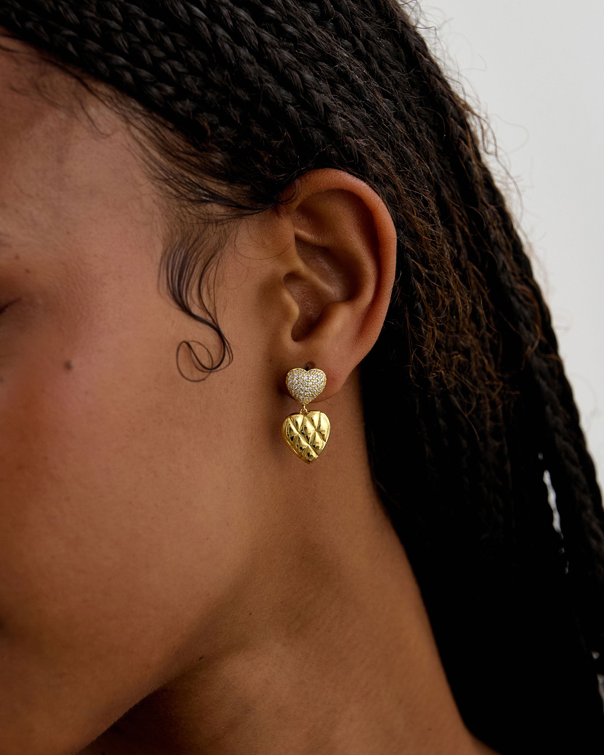 18K Gold Vermeil Dual Heart Earrings for Women