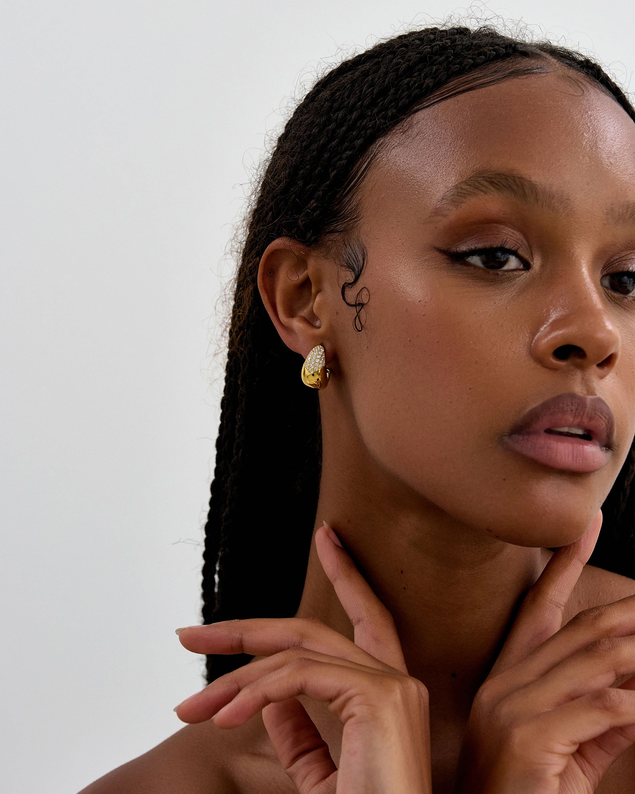 18K Gold Vermeil Pavé Bay Earrings for Women