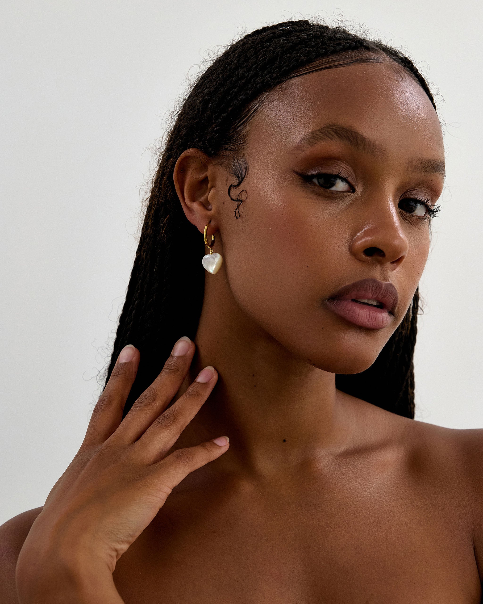 Mother of Pearl Heart Drop Earrings