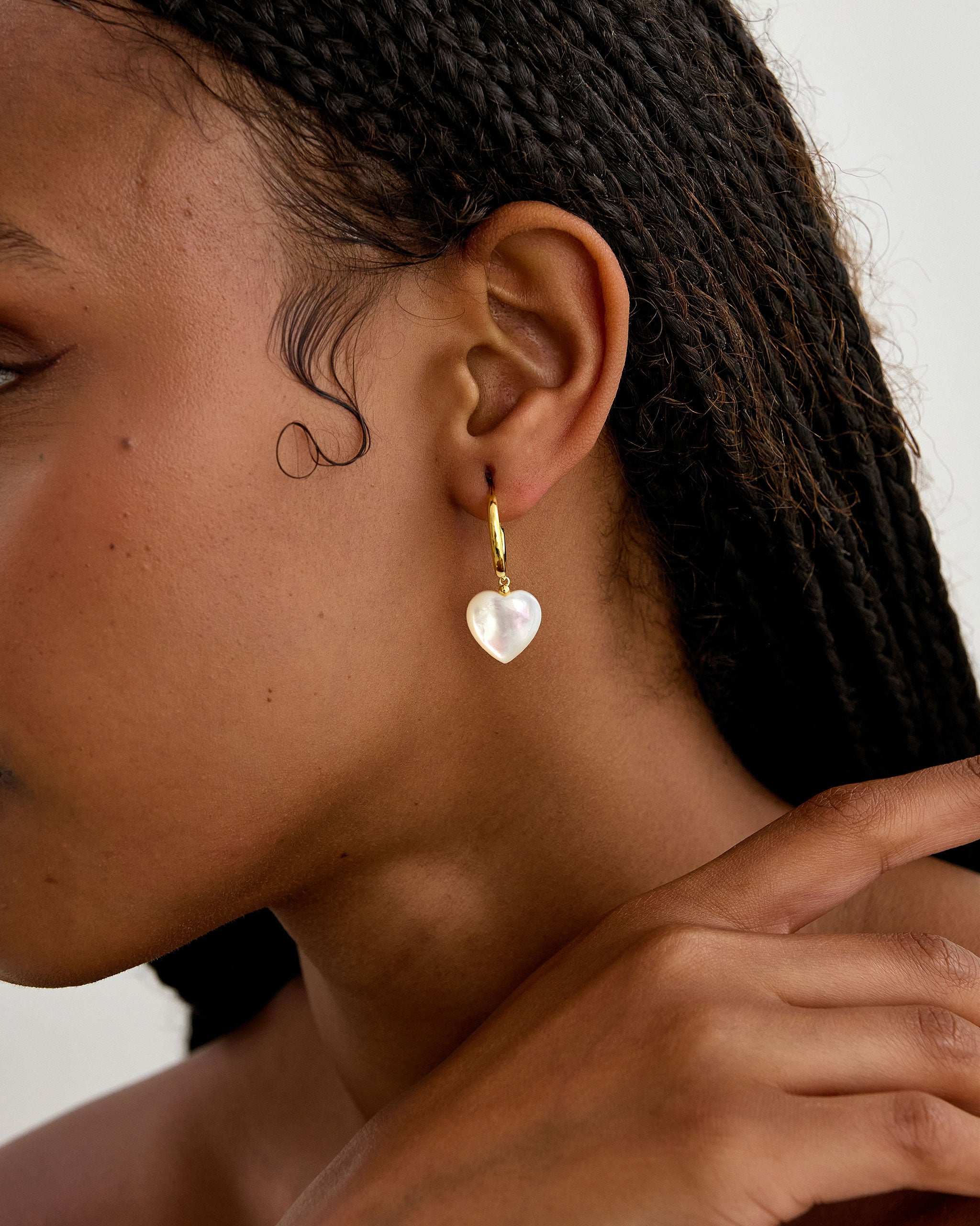 Milky White Heart Hoops