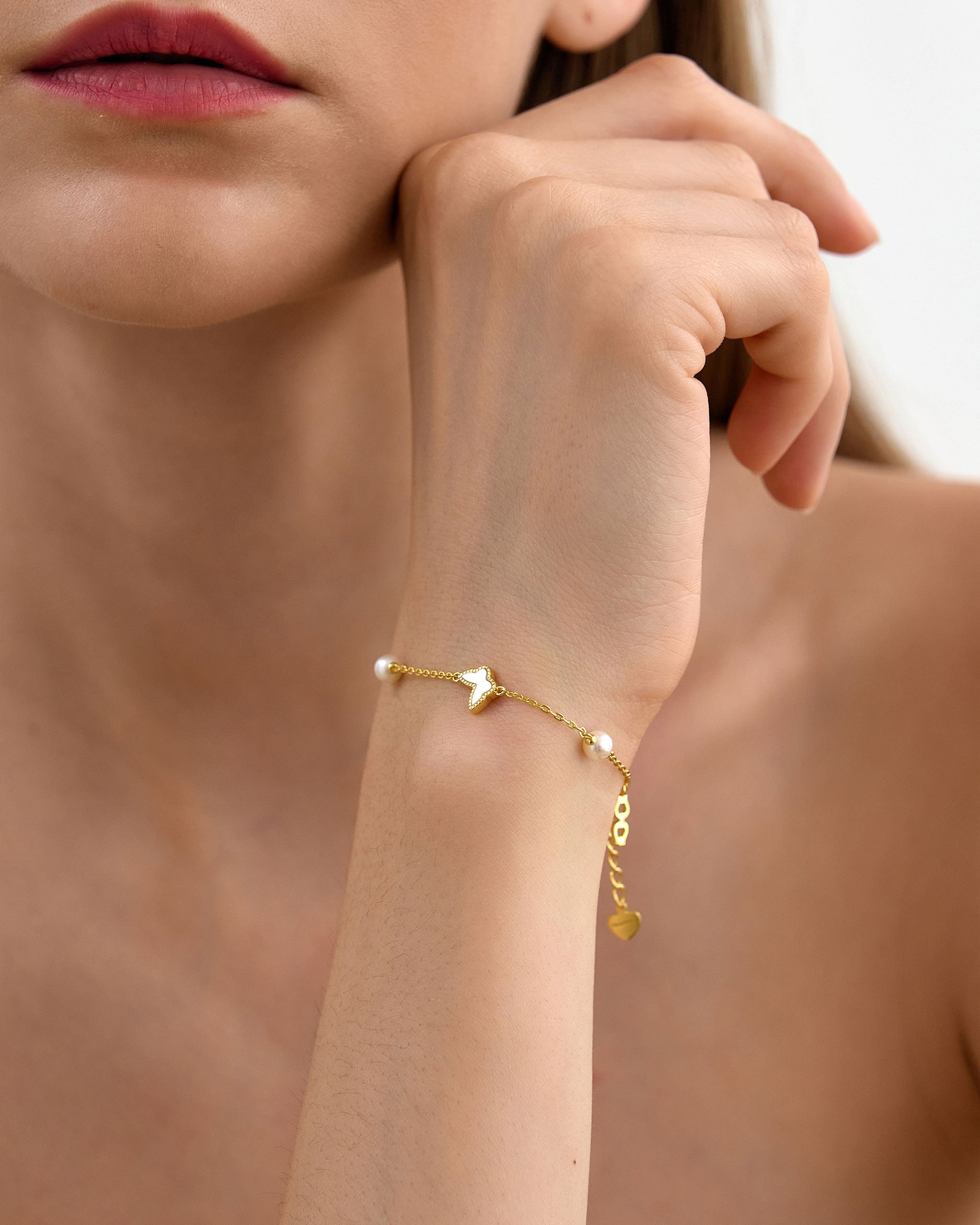 Two Butterfly Pearl Bracelet