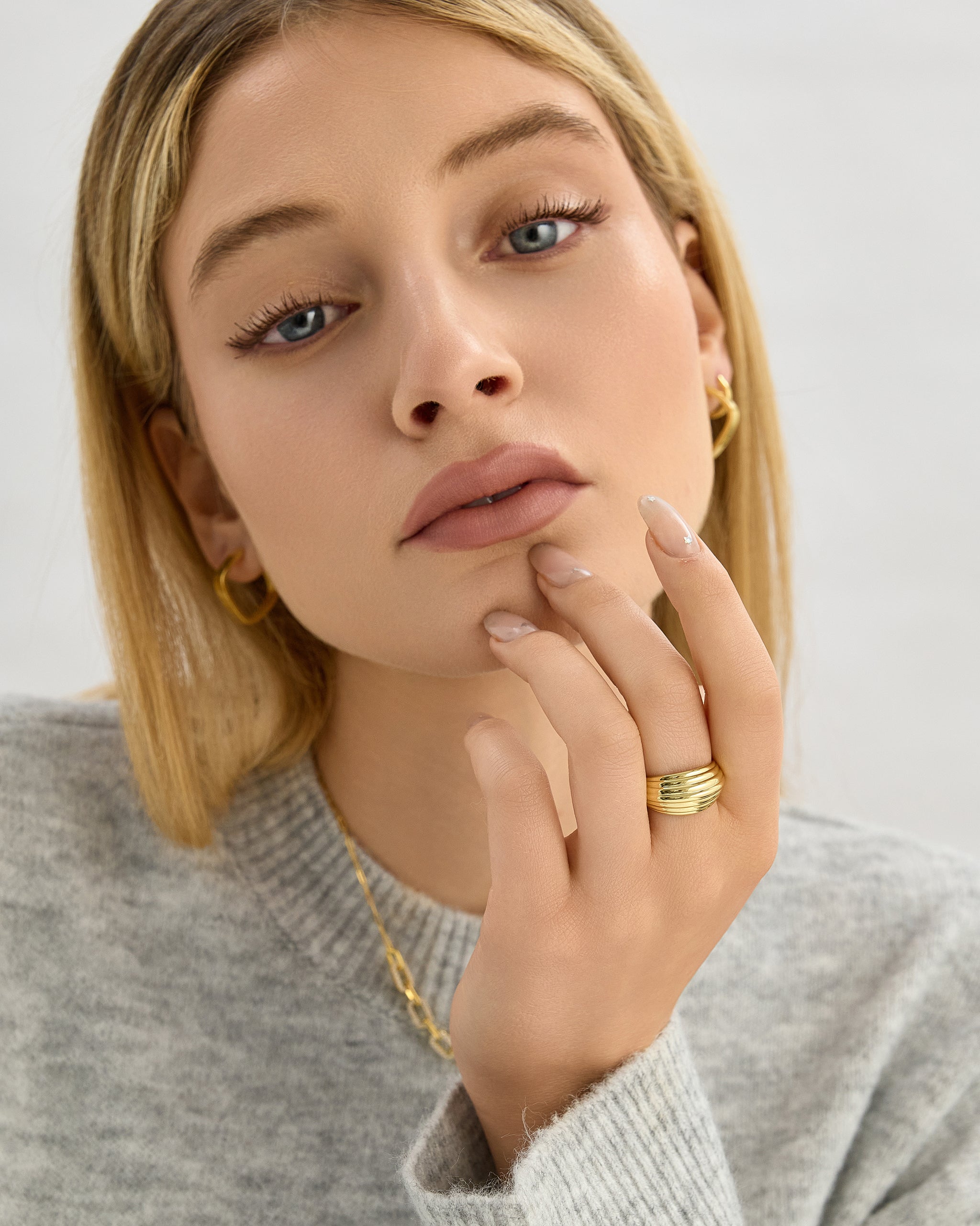 18K Gold Vermeil Ripple Ring for Women