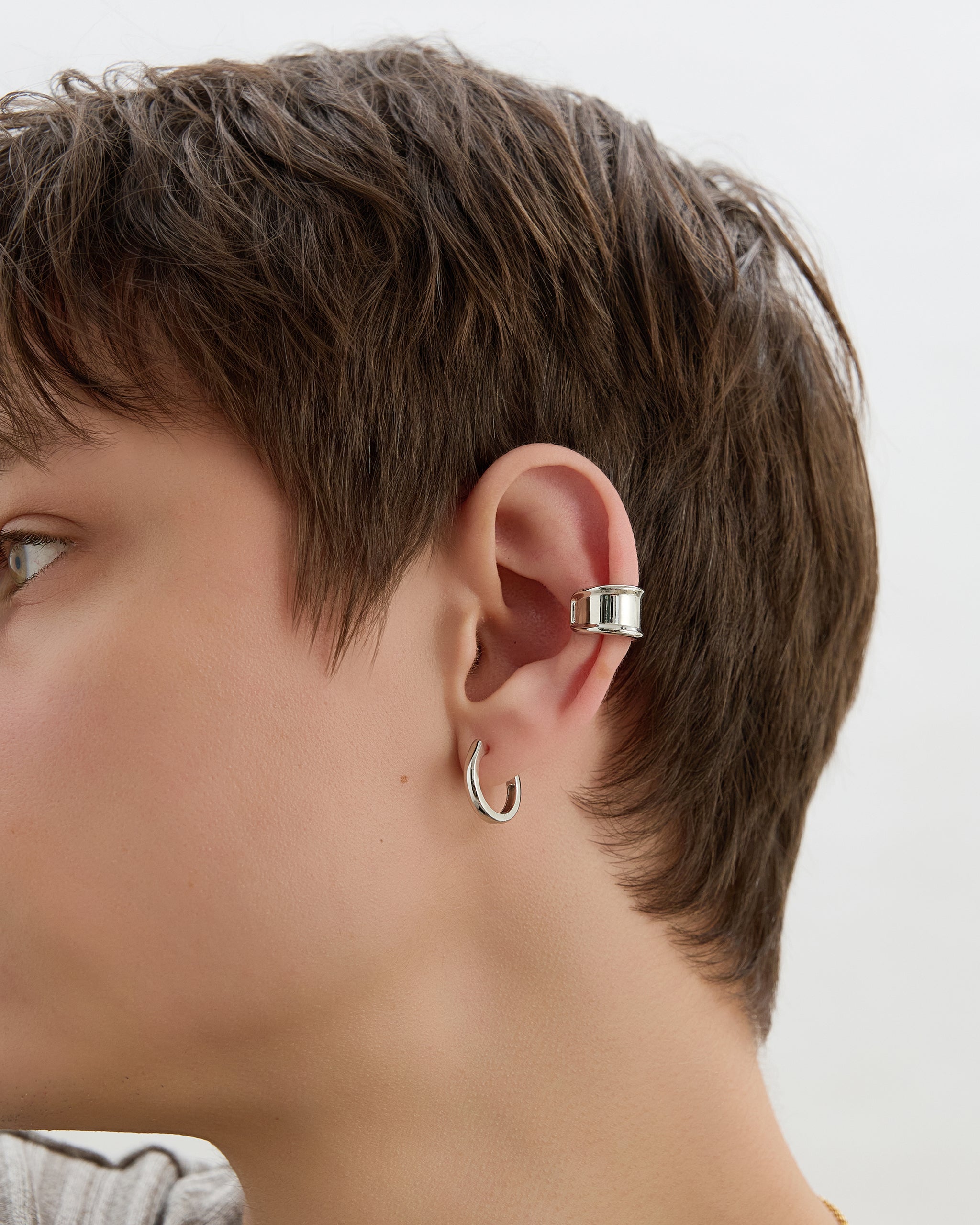 Men's Sterling Silver Bold Vault Ear Cuff