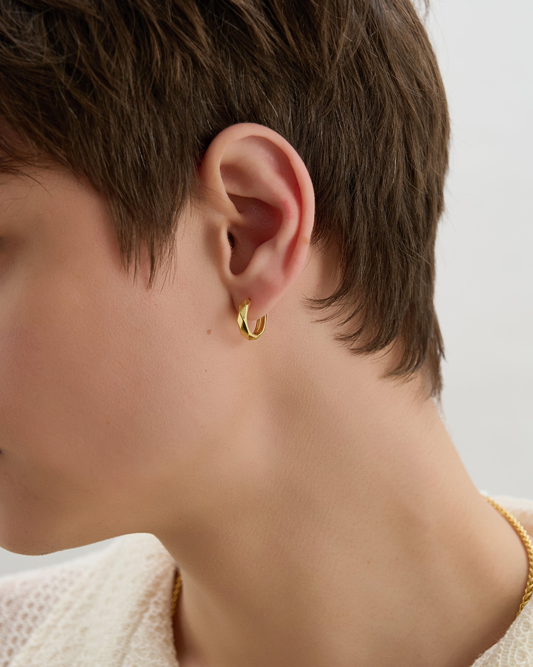 Mini Gold Facette Hoop for Men