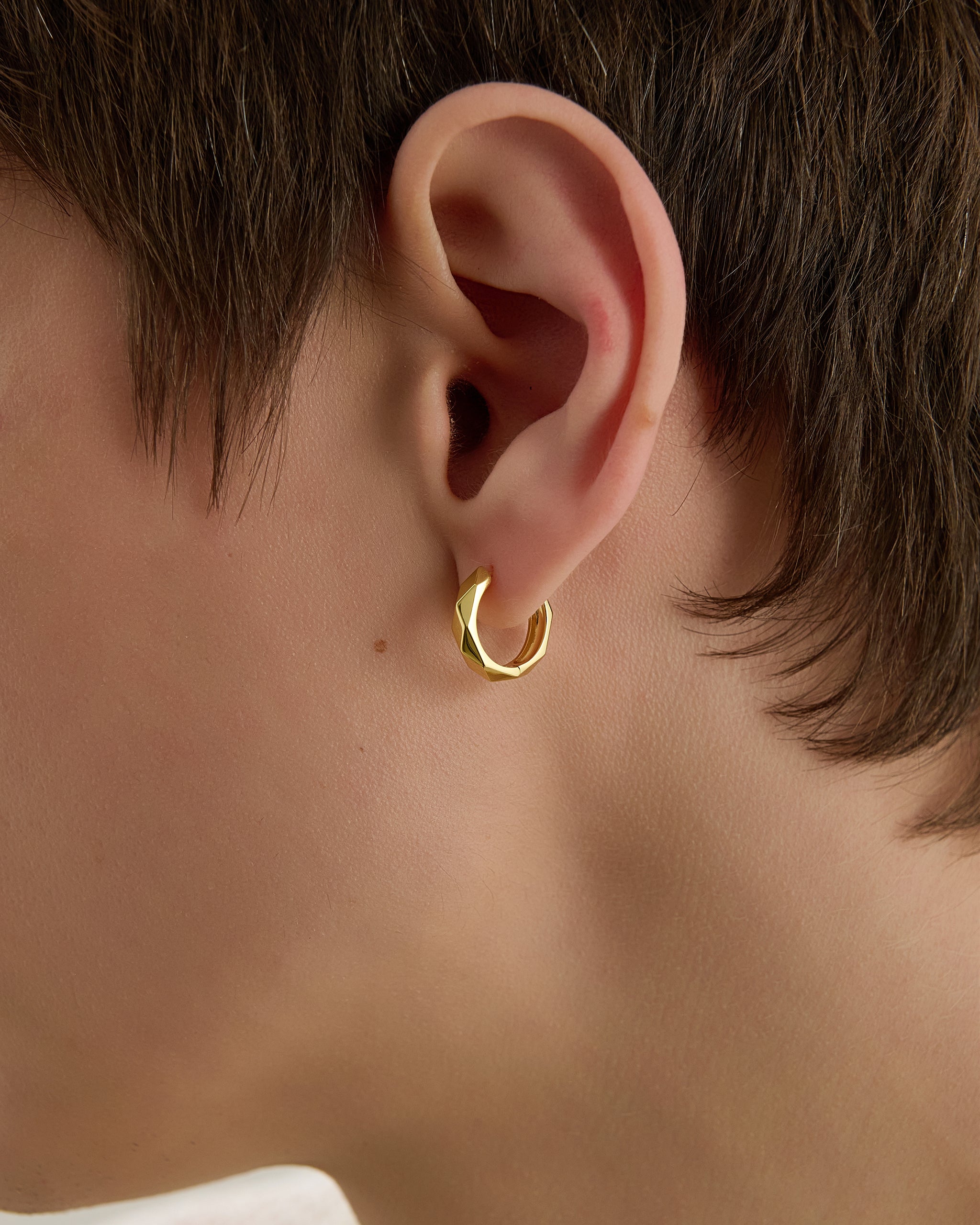 Mini Gold Facette Hoop for Men