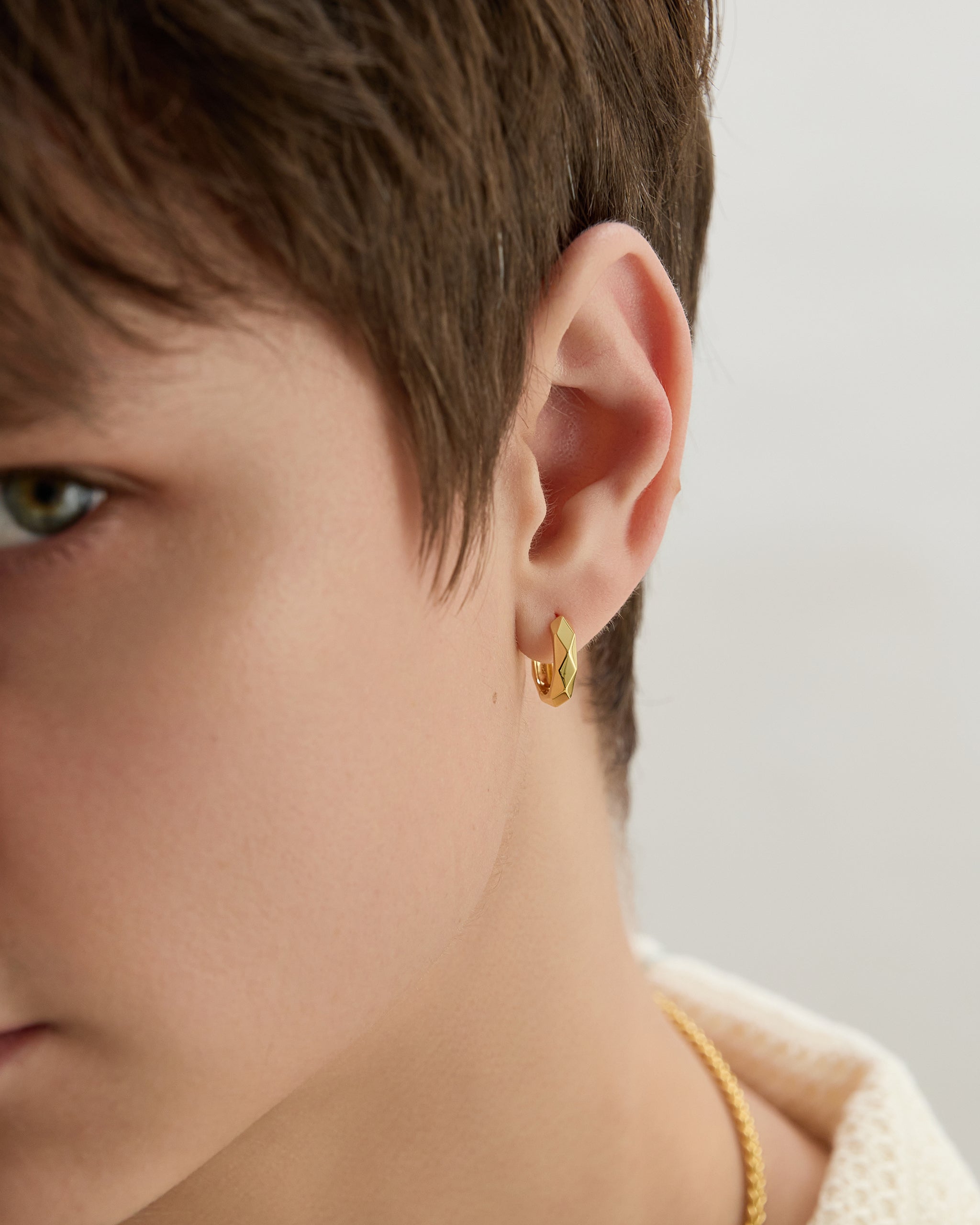 Mini Gold Facette Hoop for Men