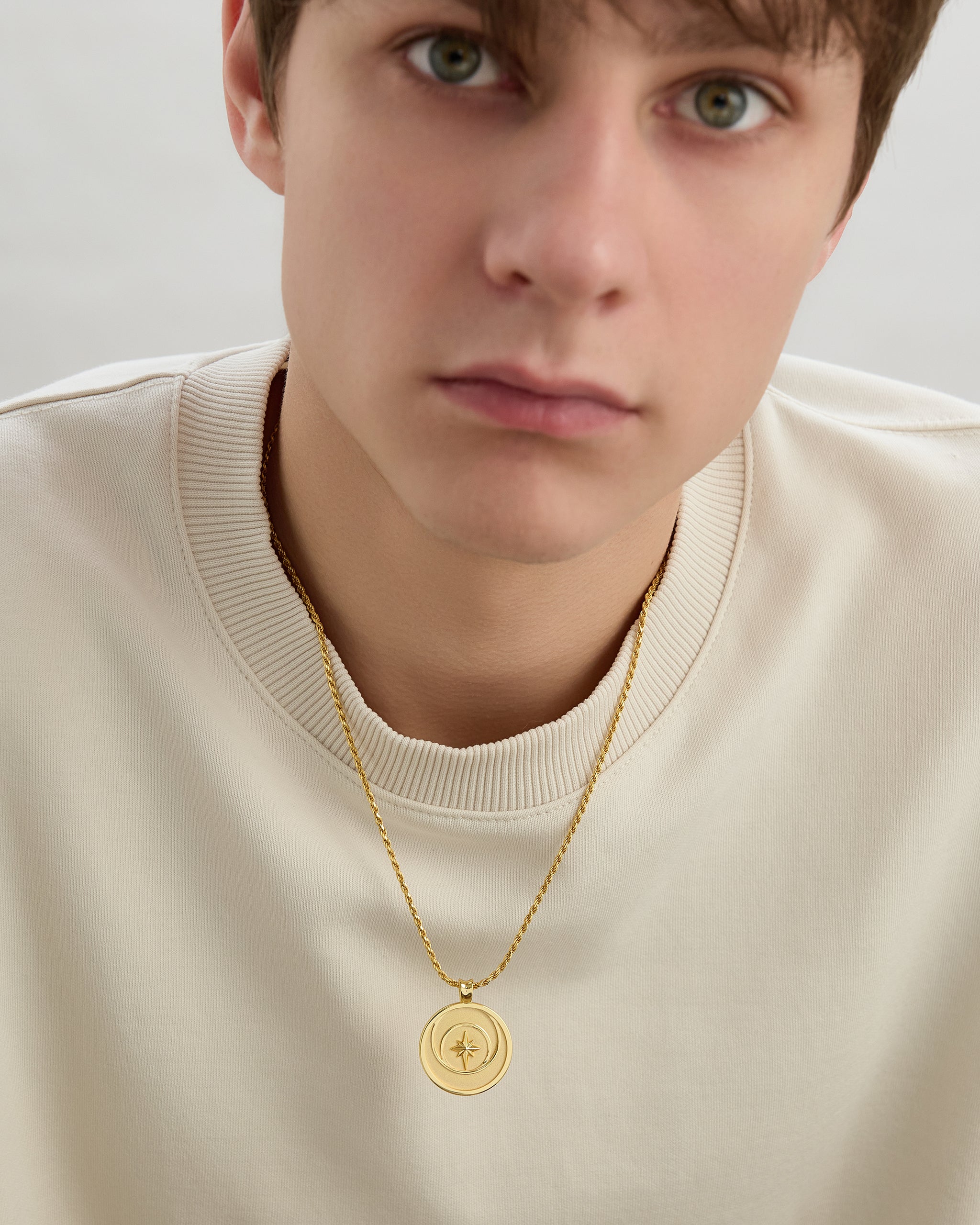 Gold North Star Pendant for Men