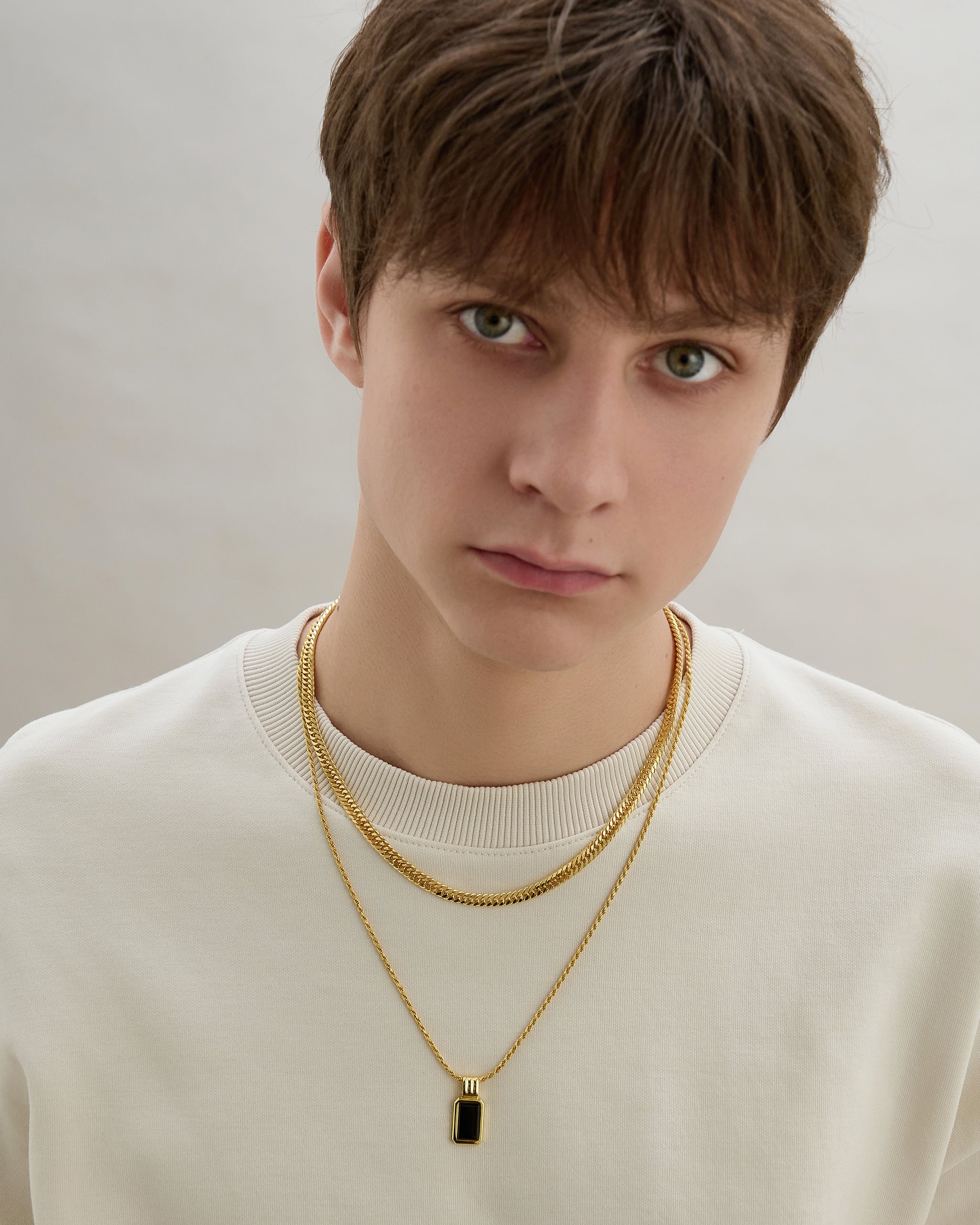 Black Onyx Gold Pendant Necklace for Men