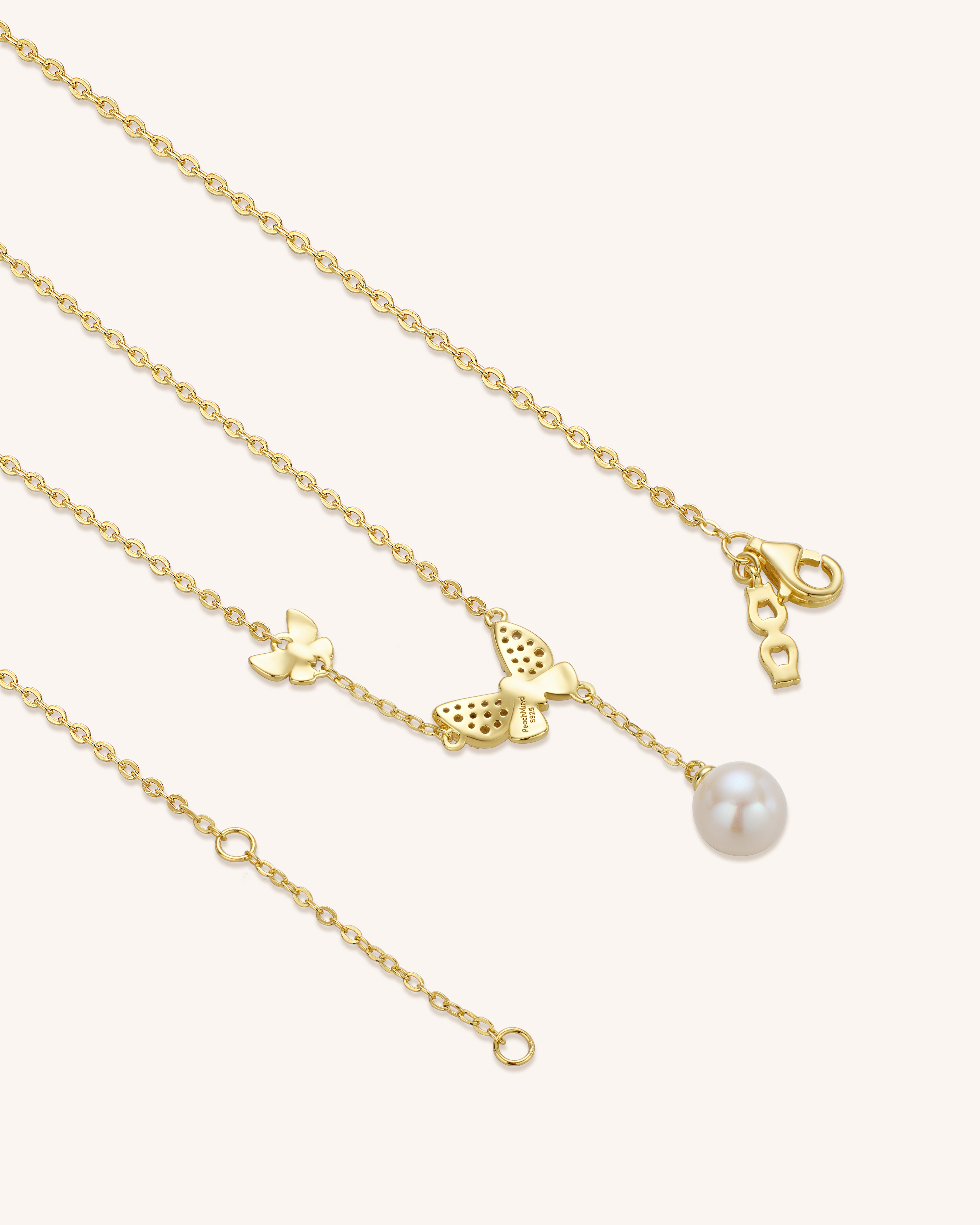Two Butterfly Pearl Necklace