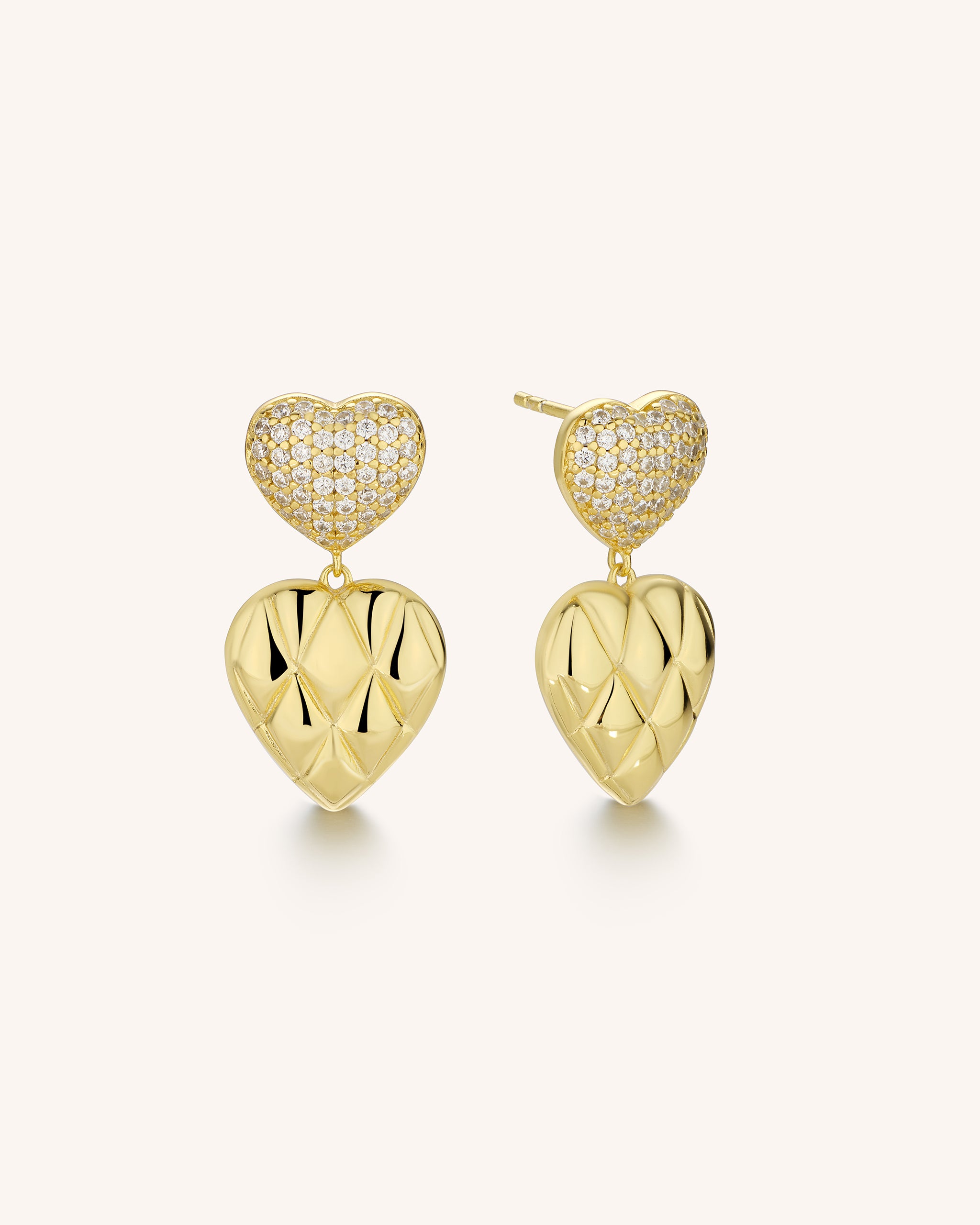 18K Gold Vermeil Dual Heart Earrings for Women