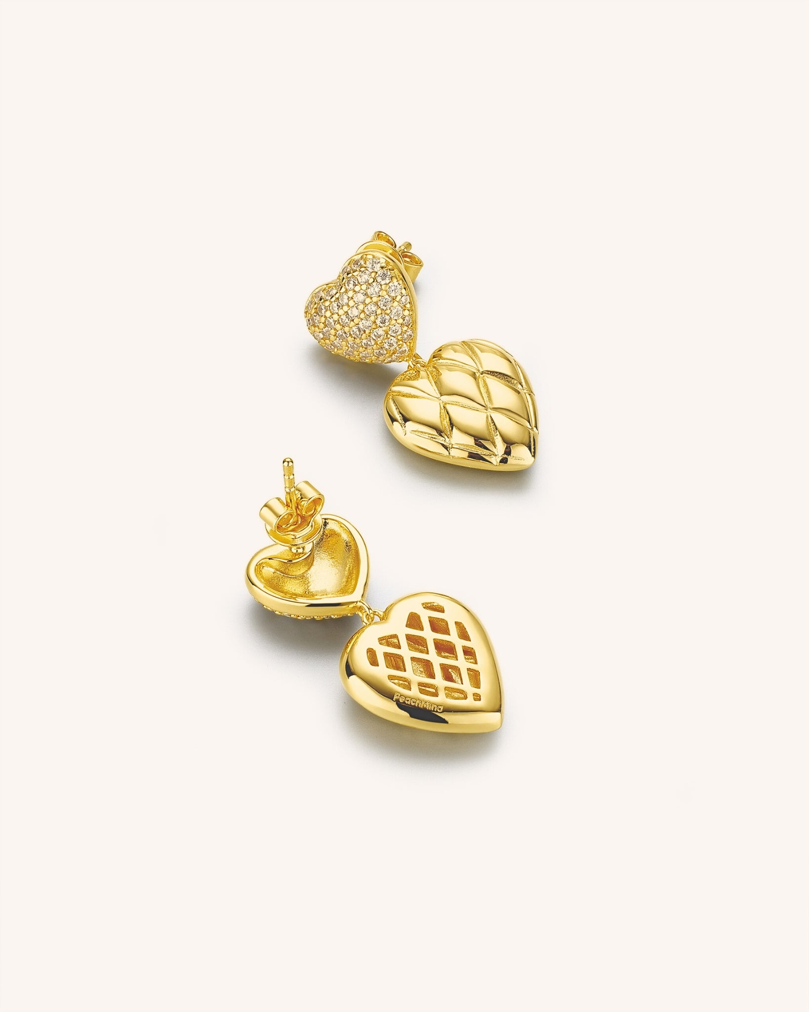 18K Gold Vermeil Dual Heart Earrings for Women