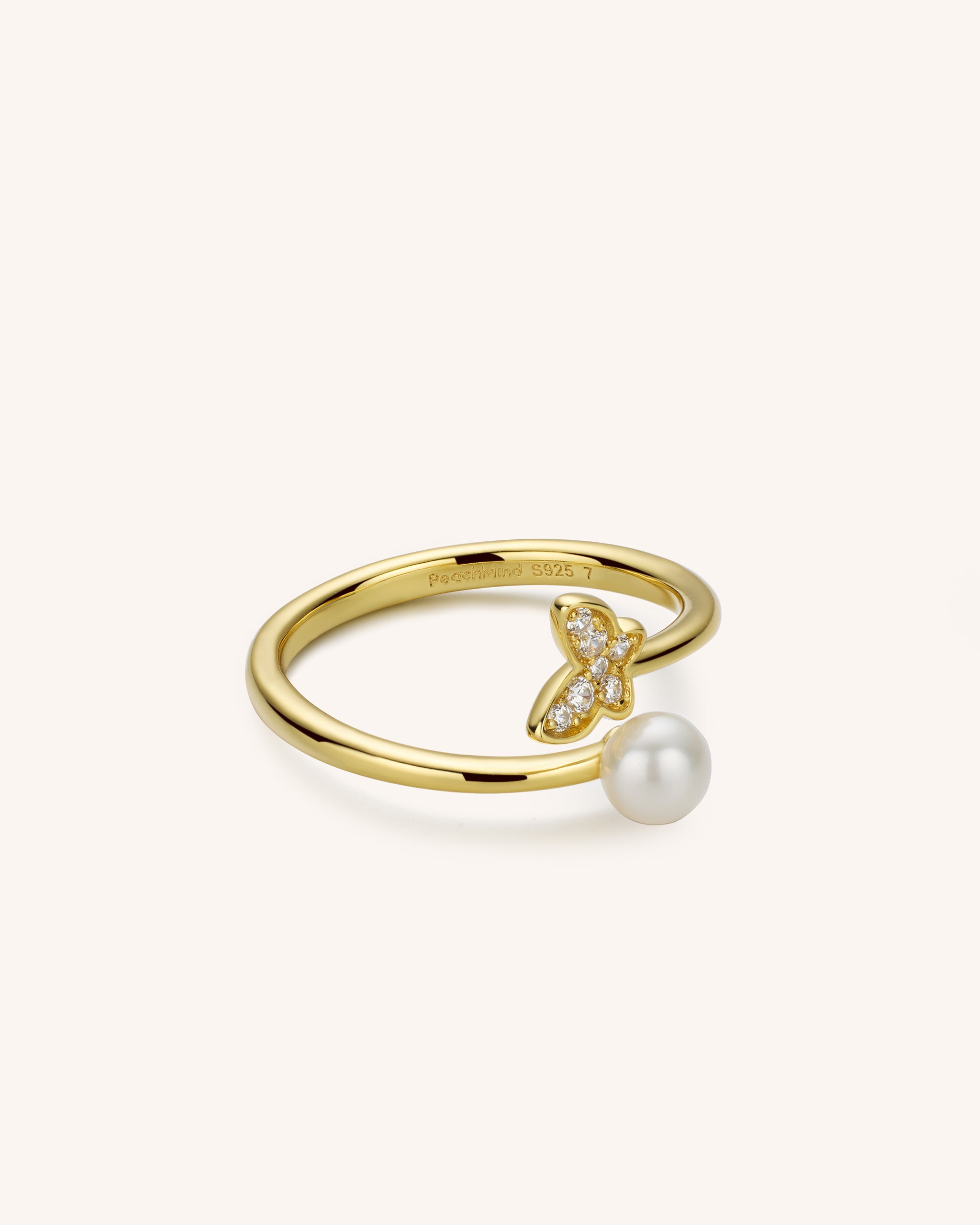 Pearl Butterfly Ring for Women