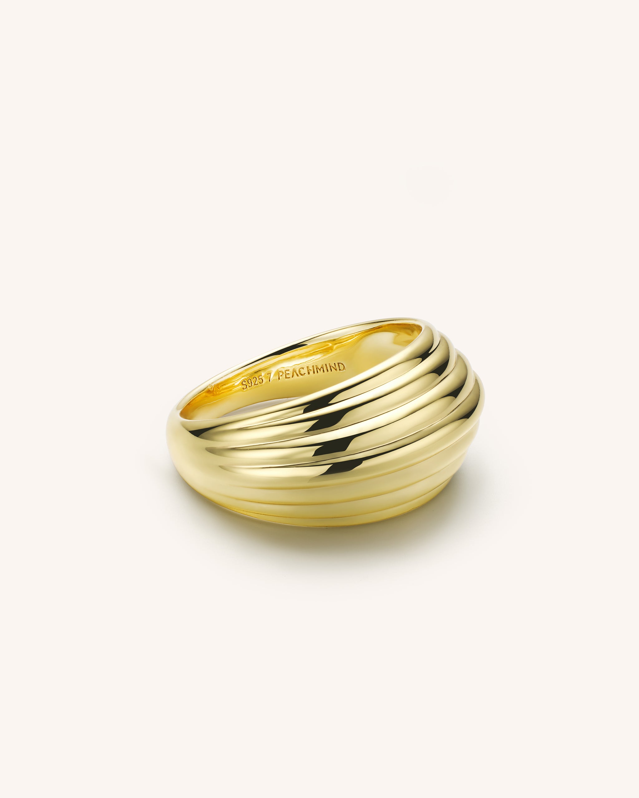 18K Gold Vermeil Ripple Ring for Women