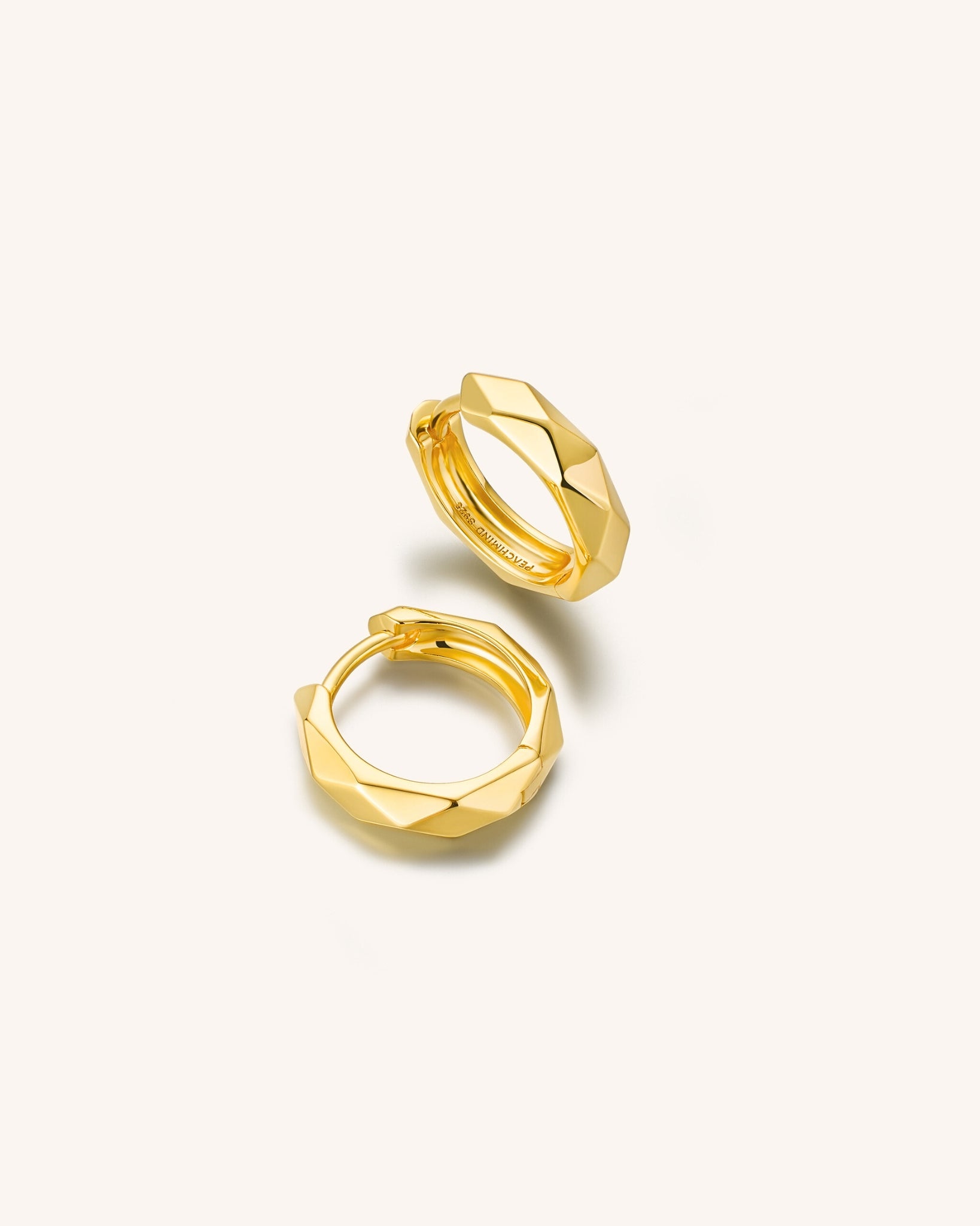 Two Mini Gold Facette Hoop for Men