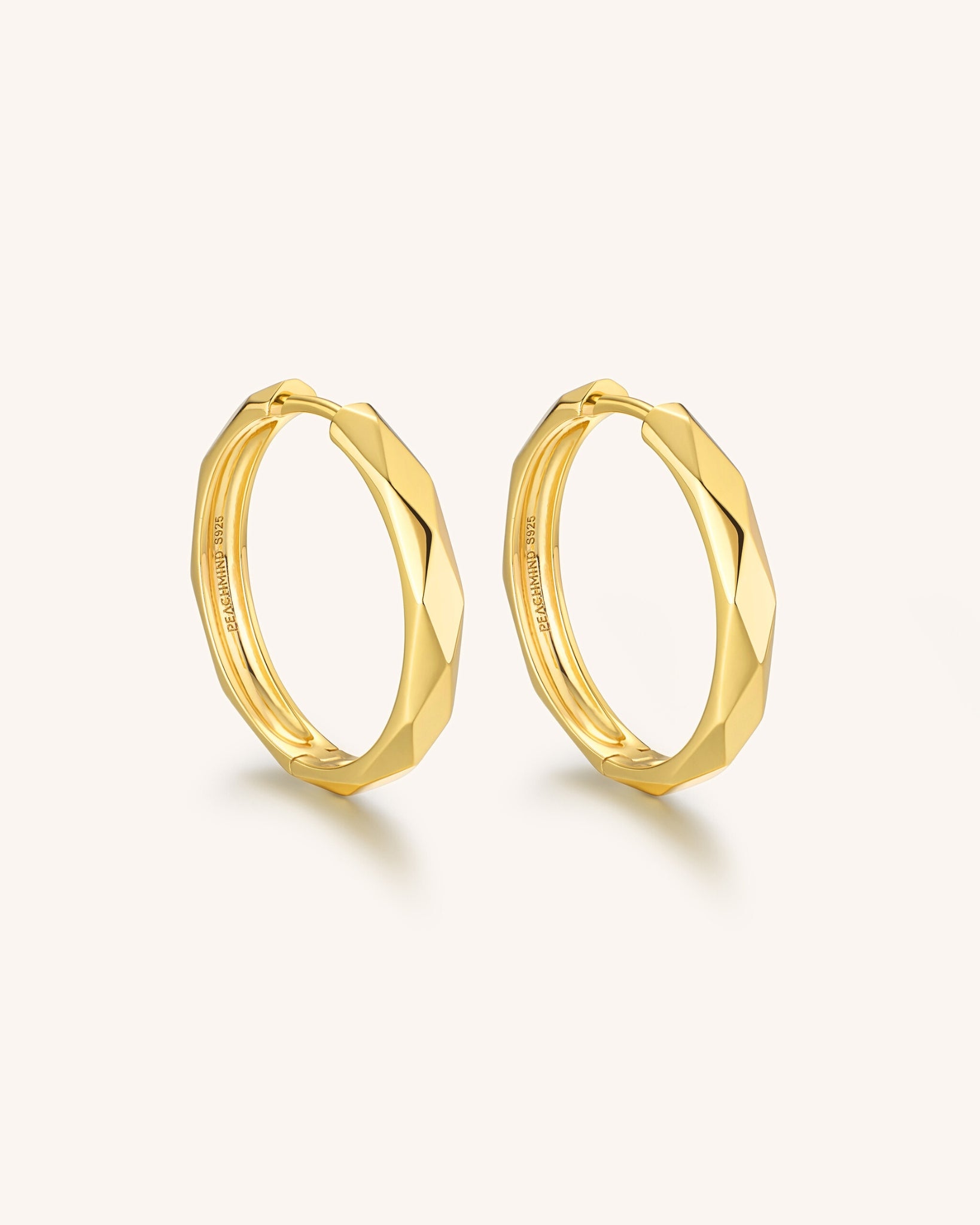 18K Gold Vermeil Faceted Hoops for Women