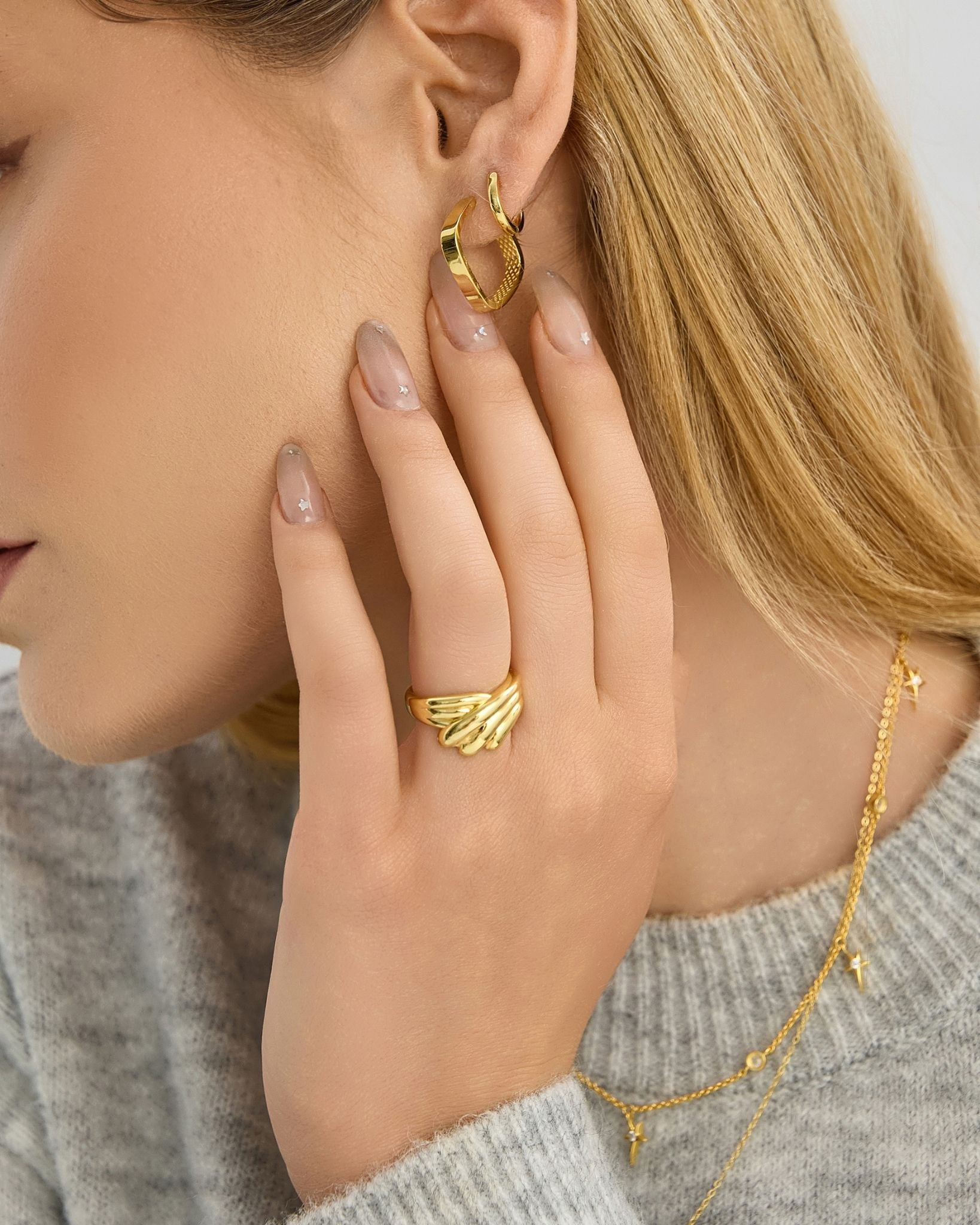 18k Gold Vermeil Grid Hoops for Women