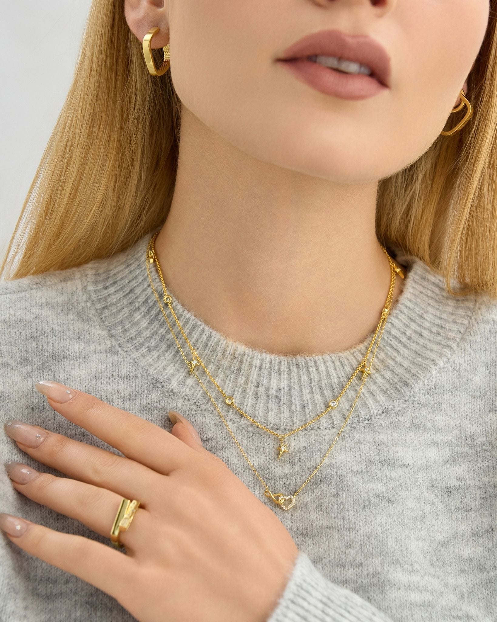 18k Gold Vermeil Grid Hoops for Women