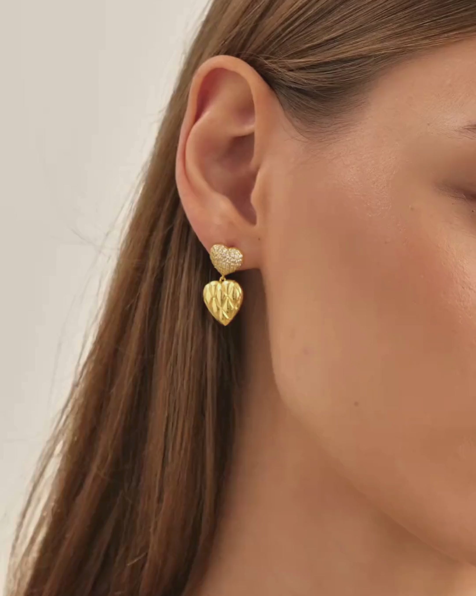 18K Gold Vermeil Dual Heart Earrings for Women
