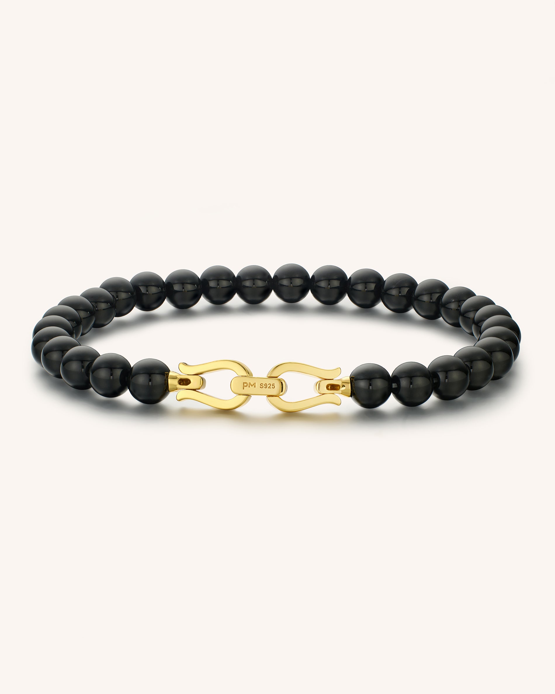 Men's Black Onyx Beaded Bracelet