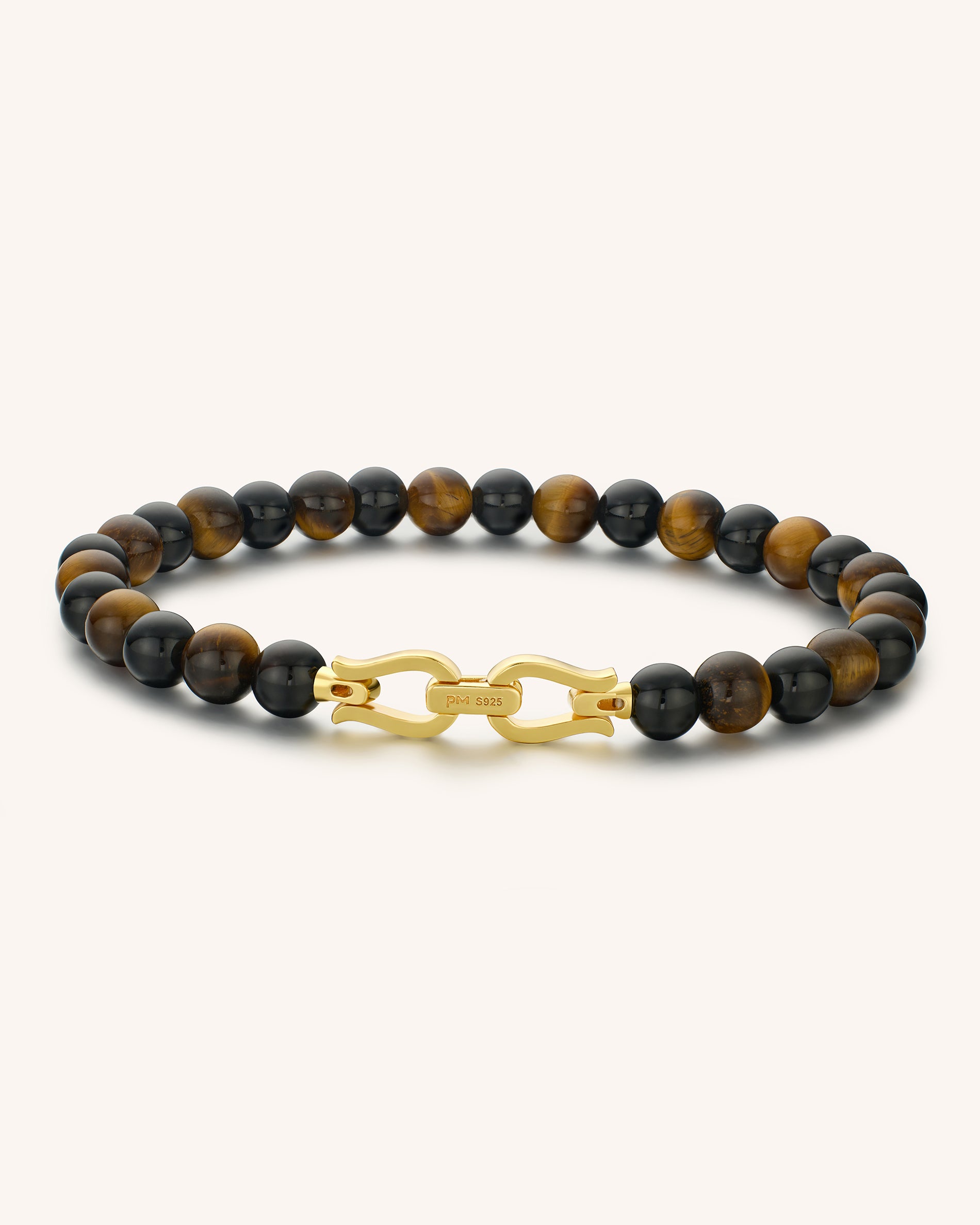 Men's Black Onyx Tiger's Eye Beaded Bracelet