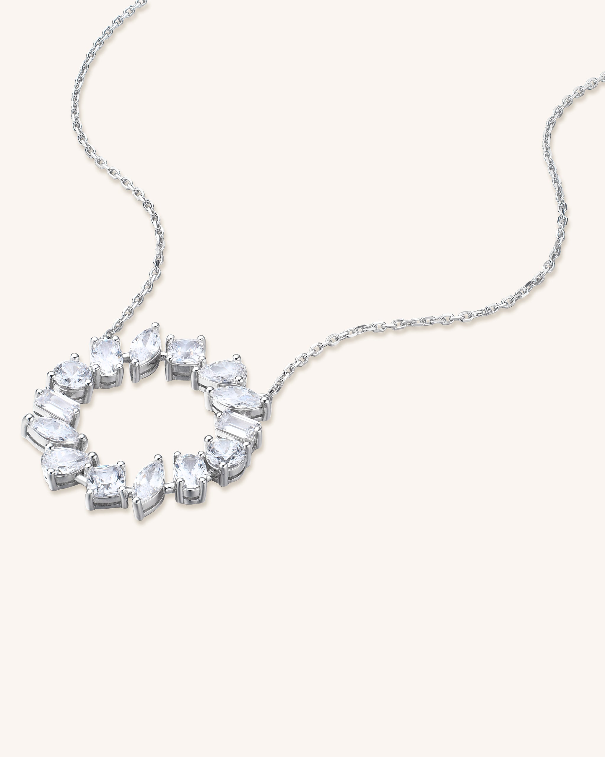 All Stone Halo Necklace