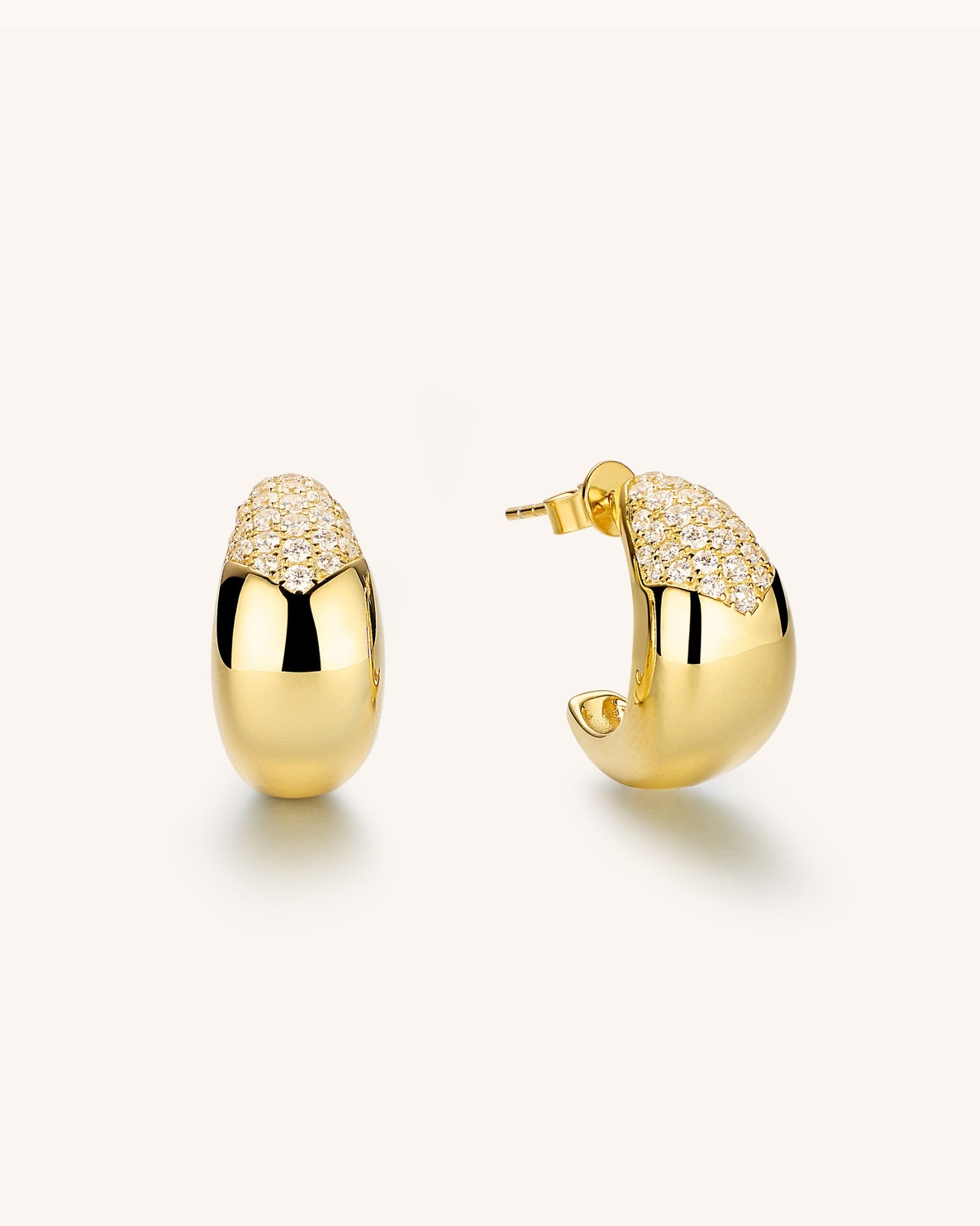 18K Gold Vermeil Pavé Bay Earrings for Women
