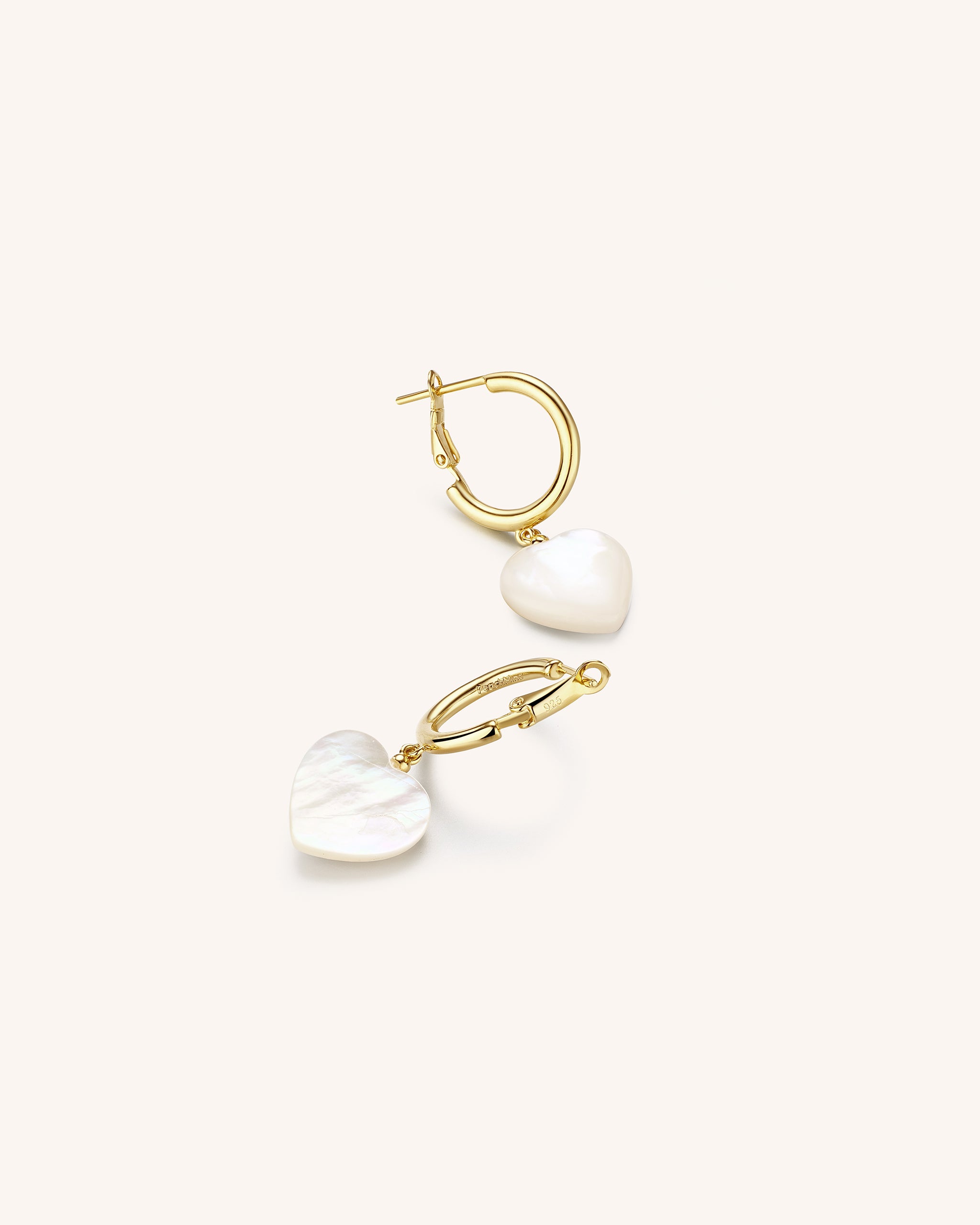 Milky White Heart Hoops