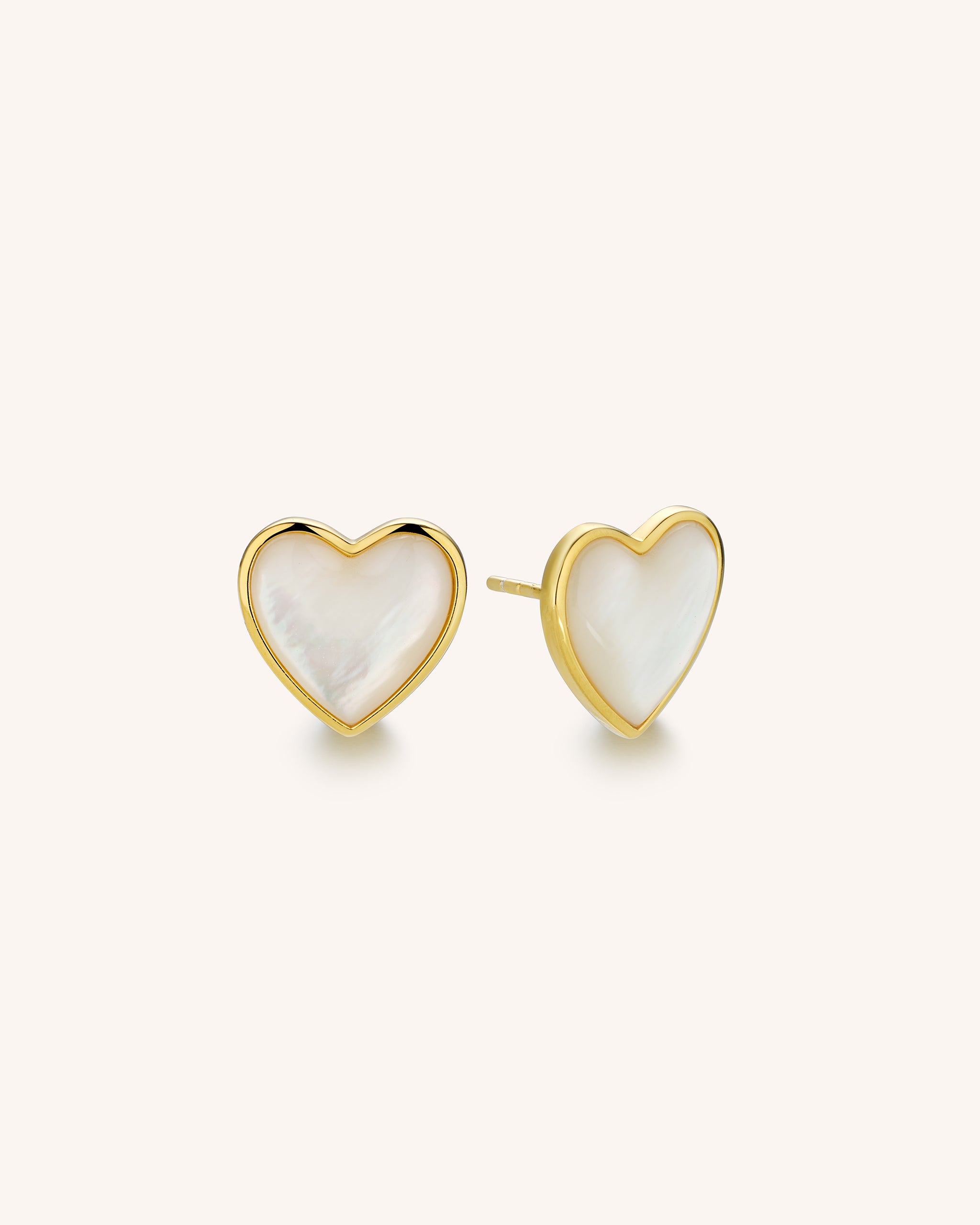 Milky White Heart Studs