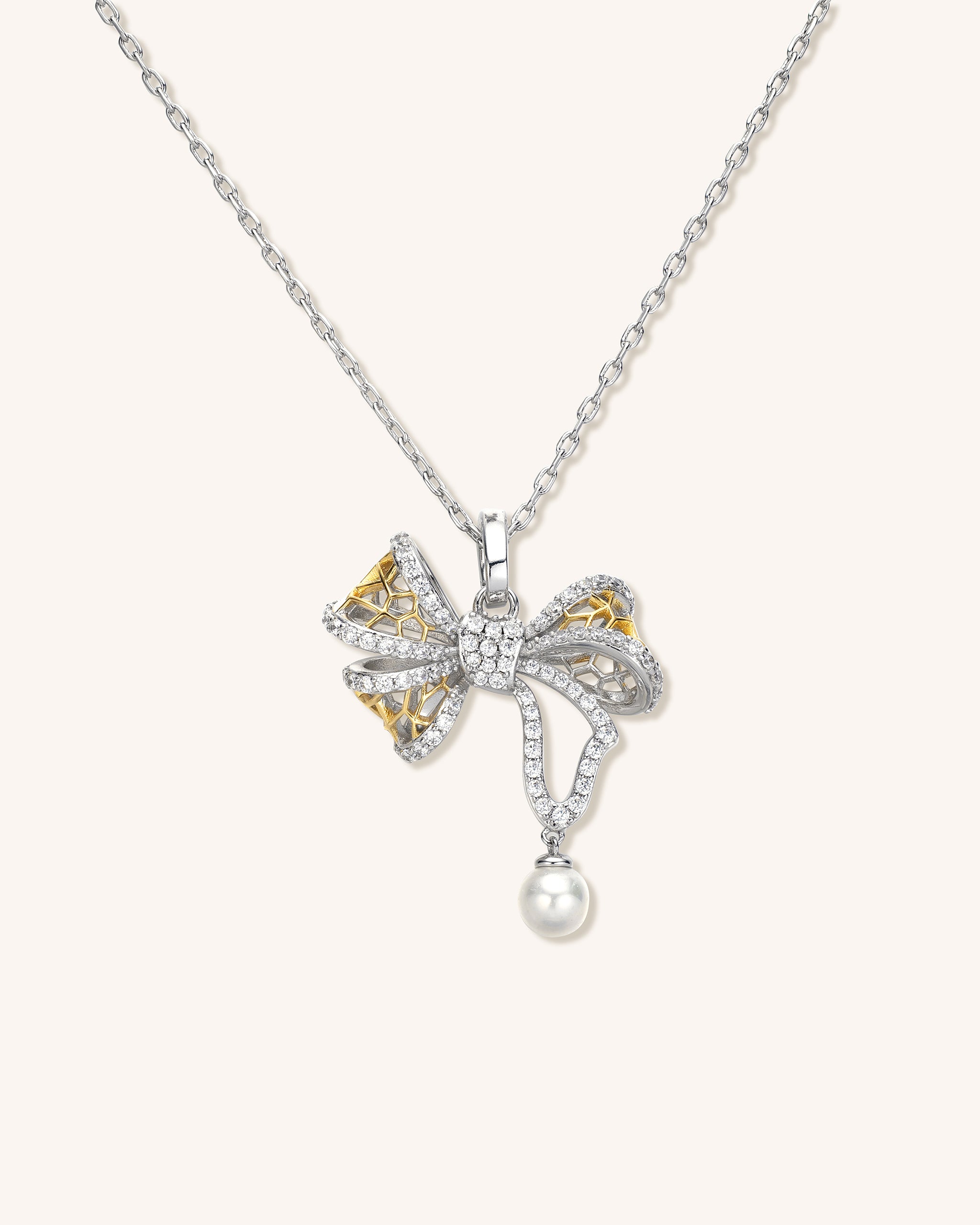 Lace Bow Pendant Necklace for Women