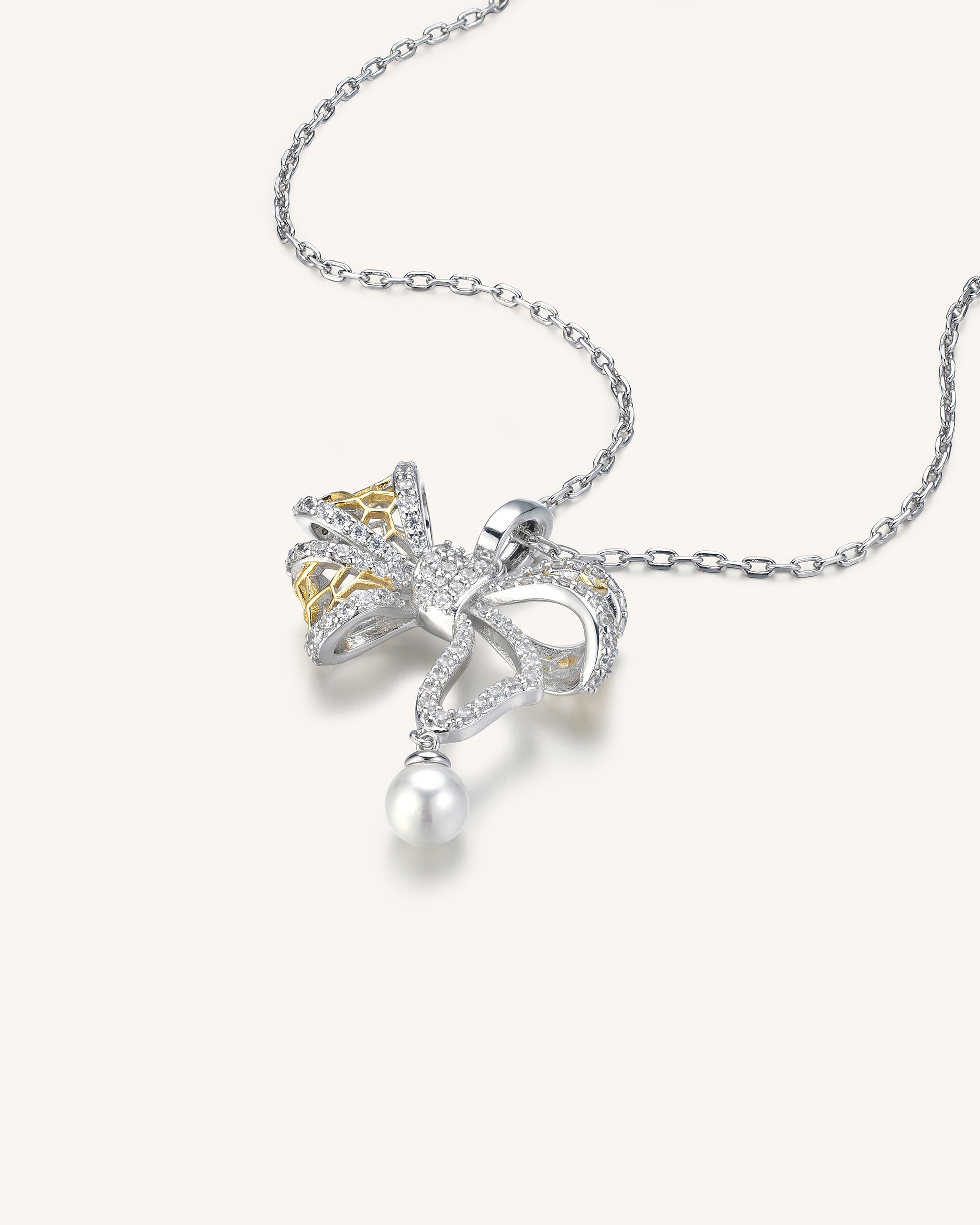 Lace Bow Pendant Necklace for Women