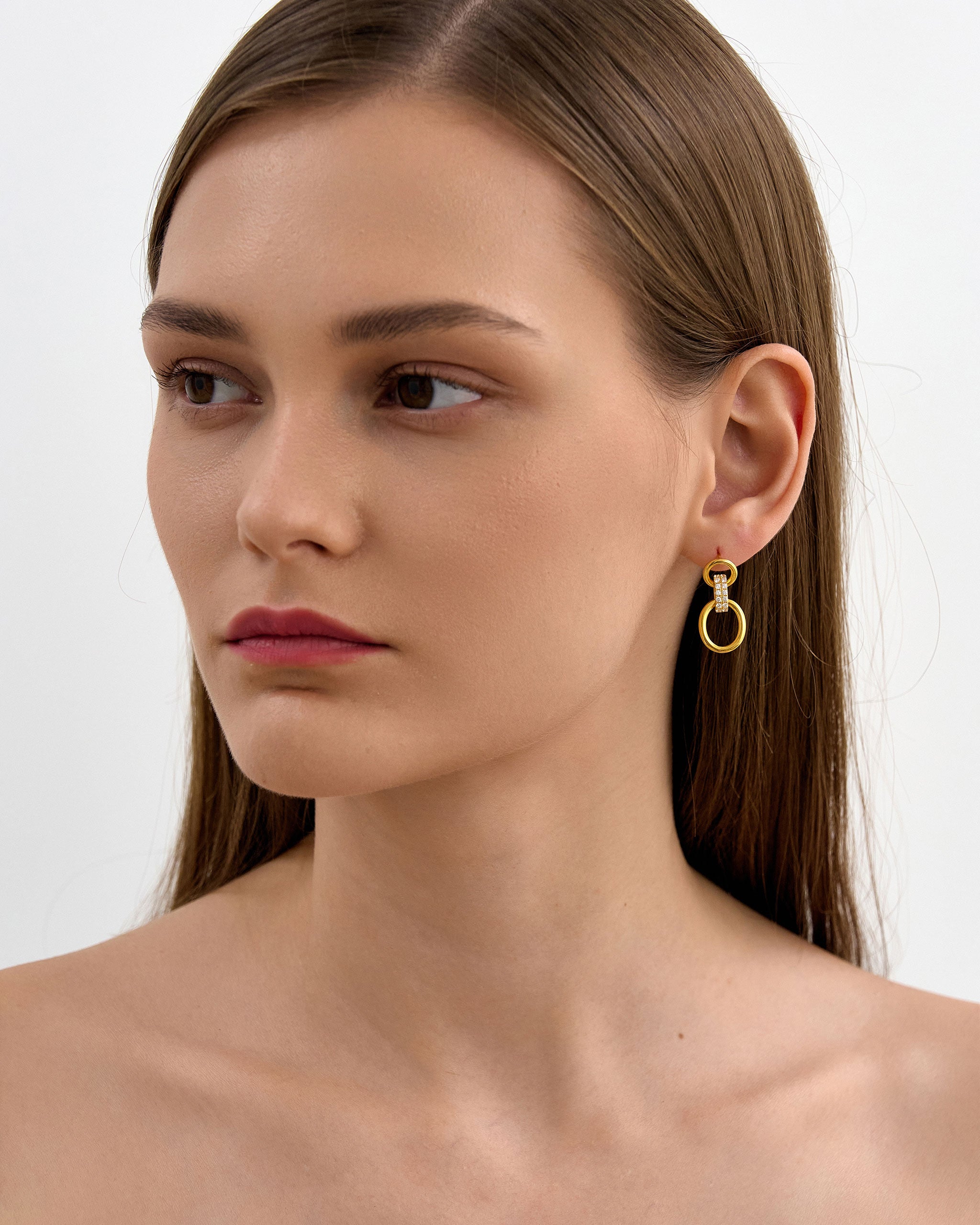 Pavé Hoop Link Earrings