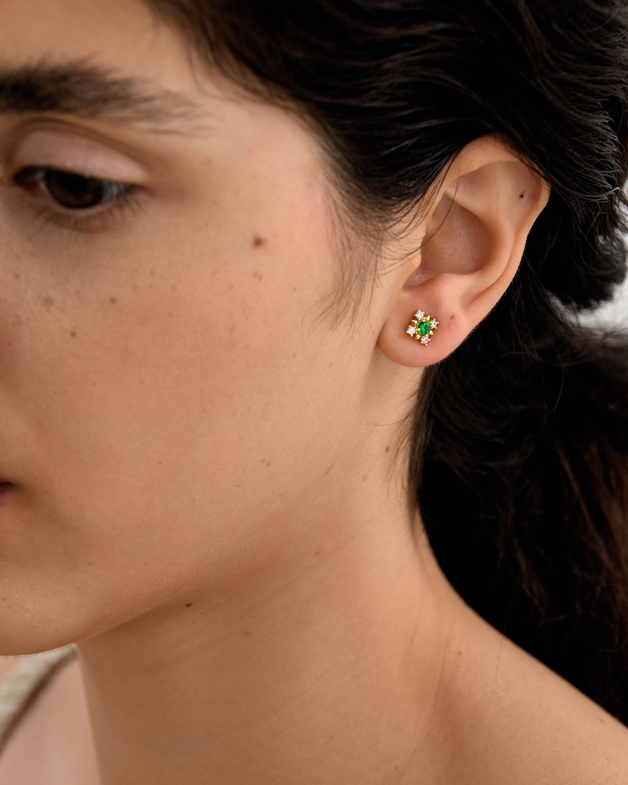 Women Emerald Stone Studs