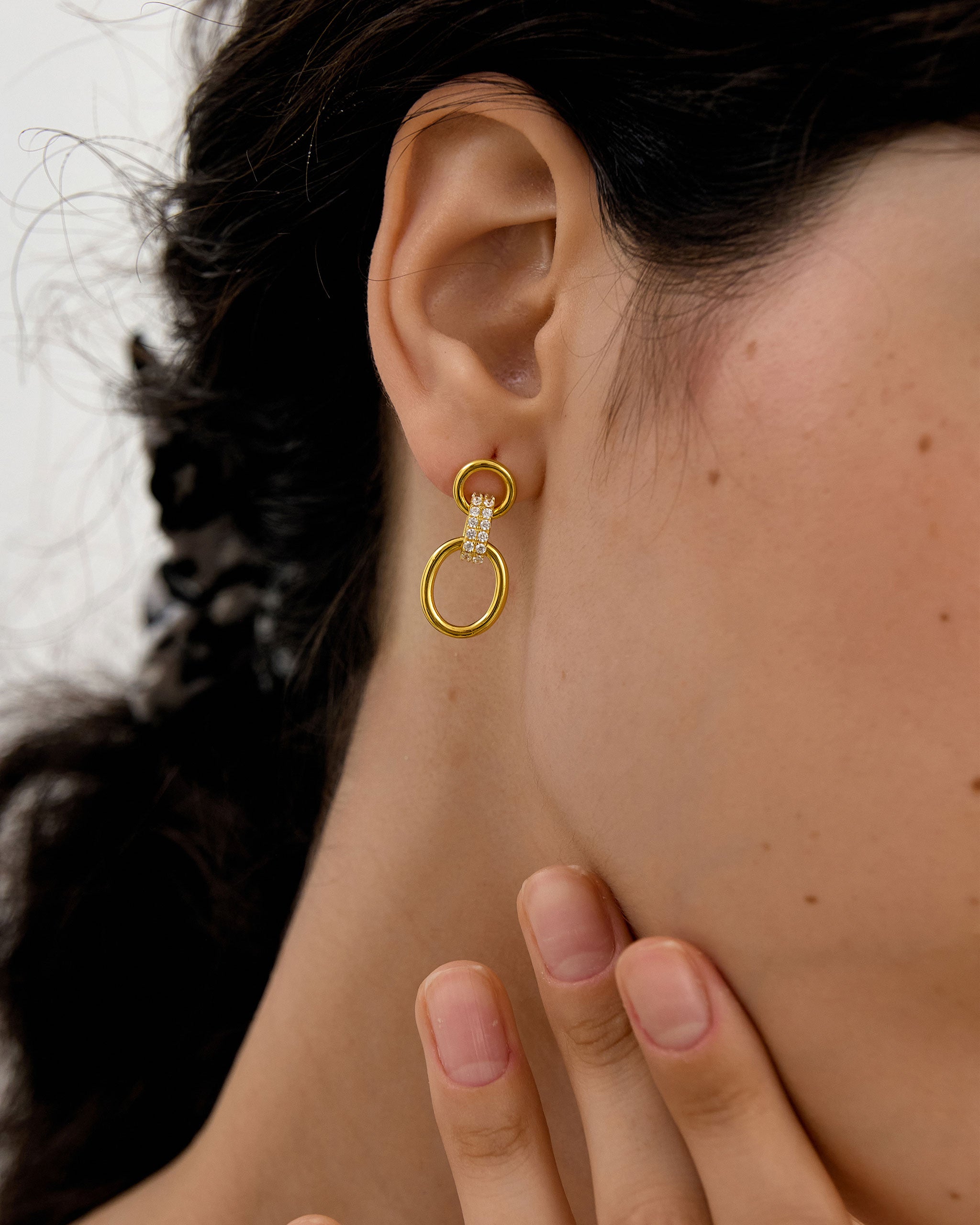 Pavé Hoop Link Earrings